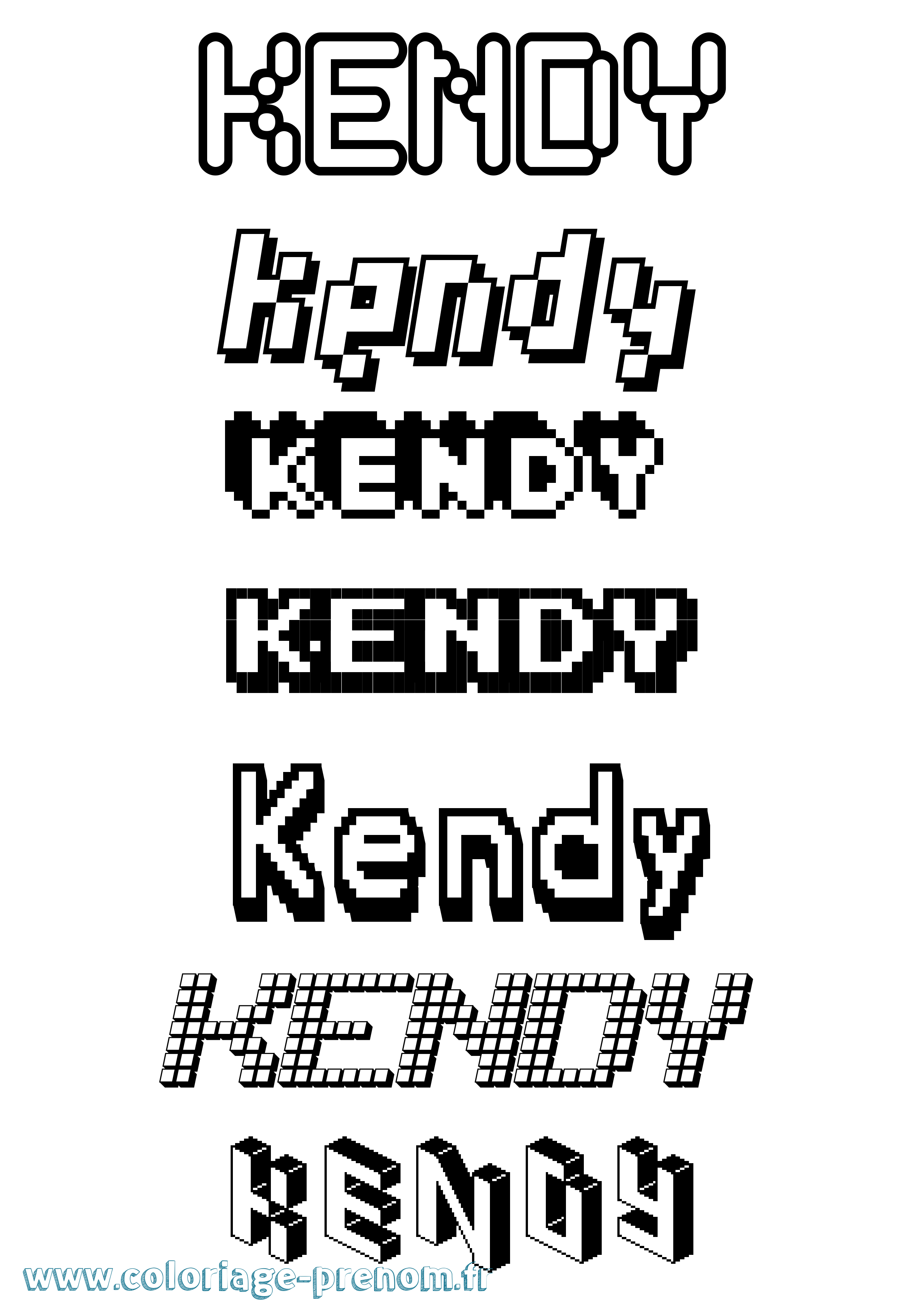 Coloriage prénom Kendy Pixel