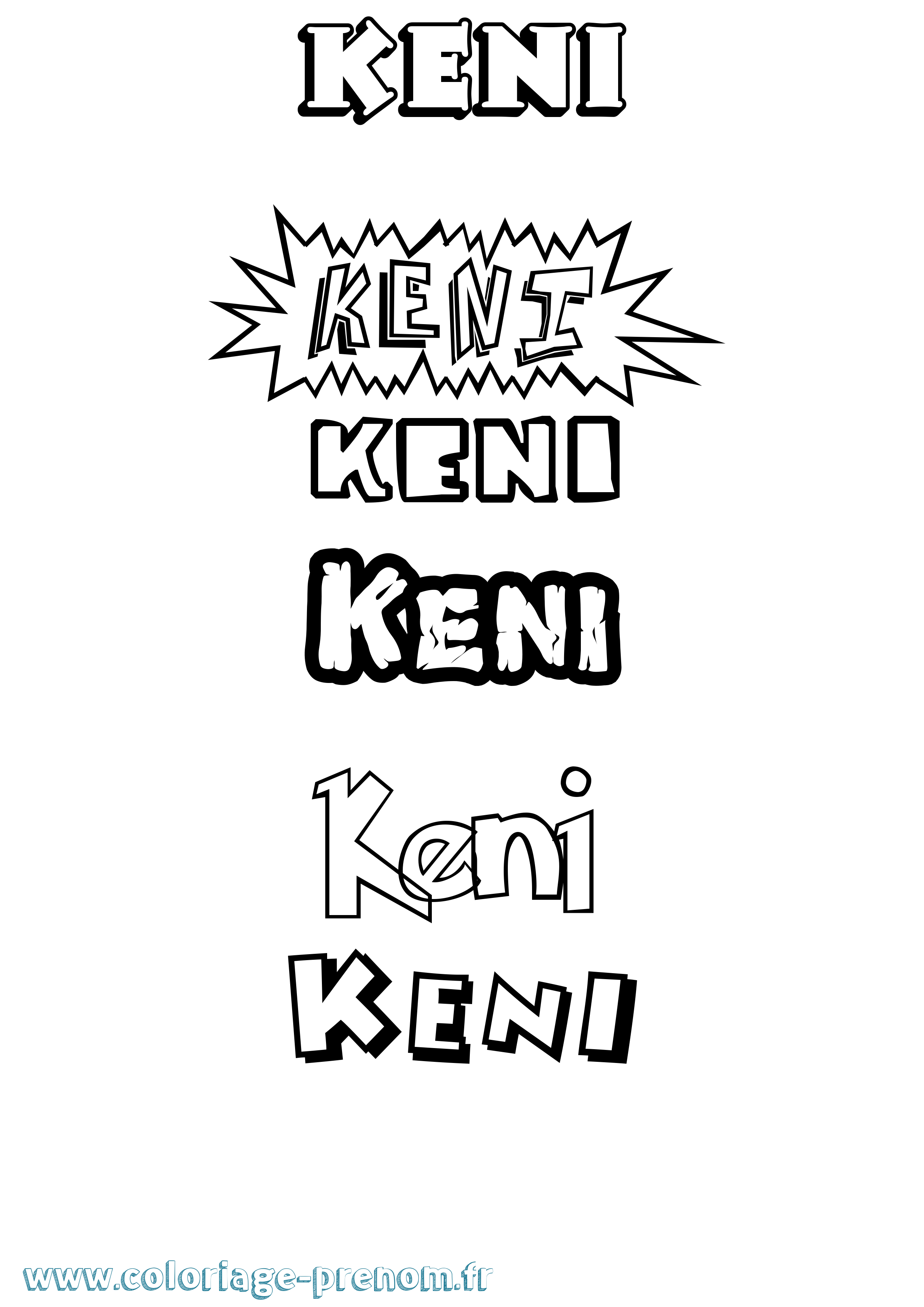 Coloriage prénom Keni Dessin Animé