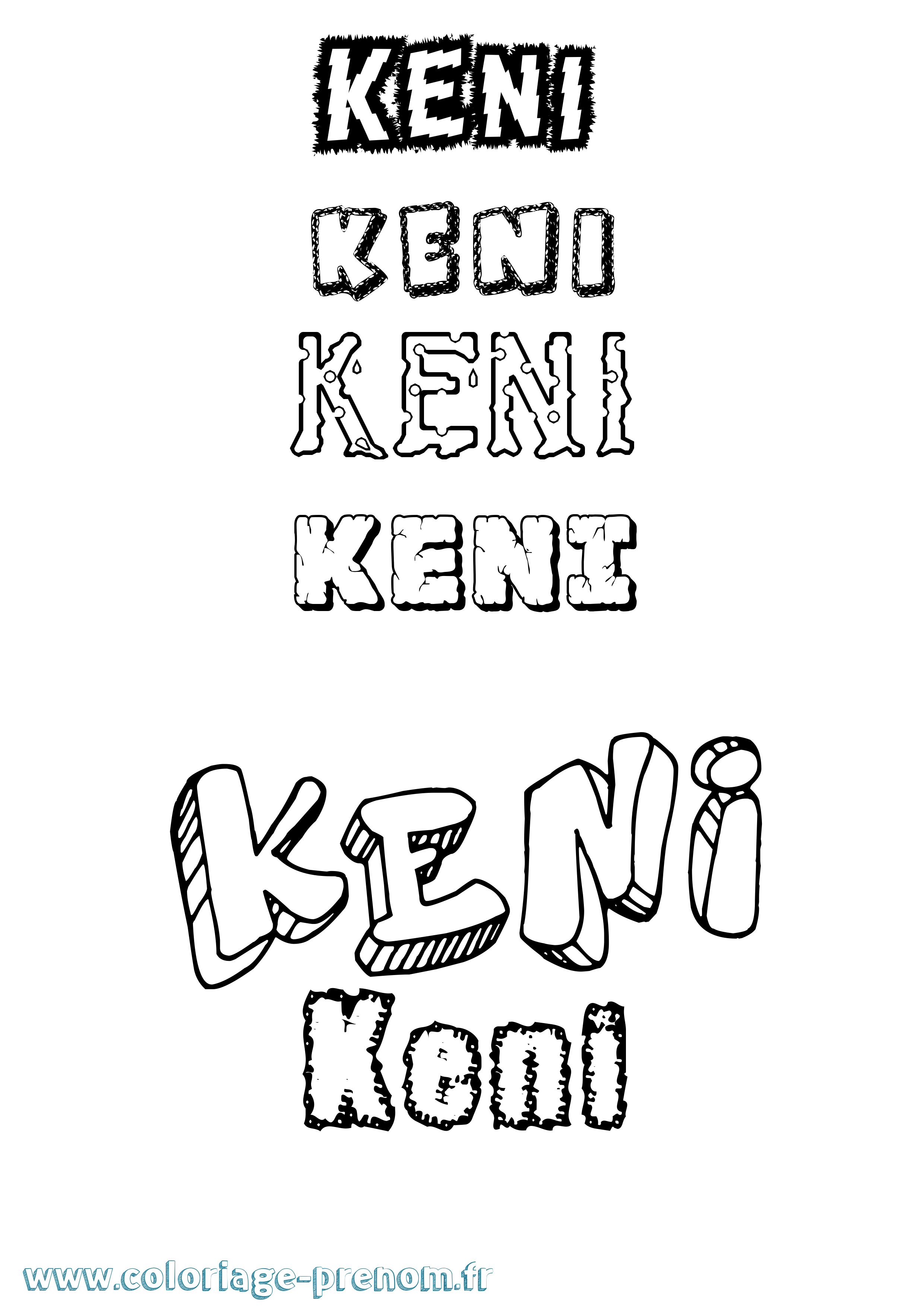Coloriage prénom Keni Destructuré