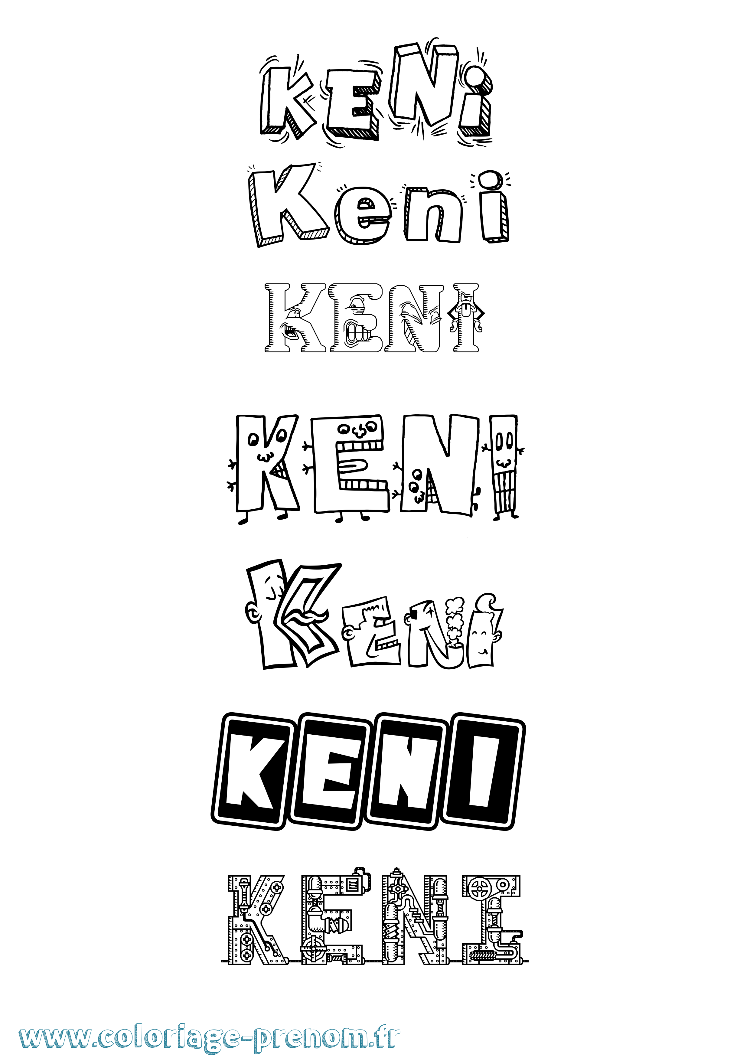 Coloriage prénom Keni Fun