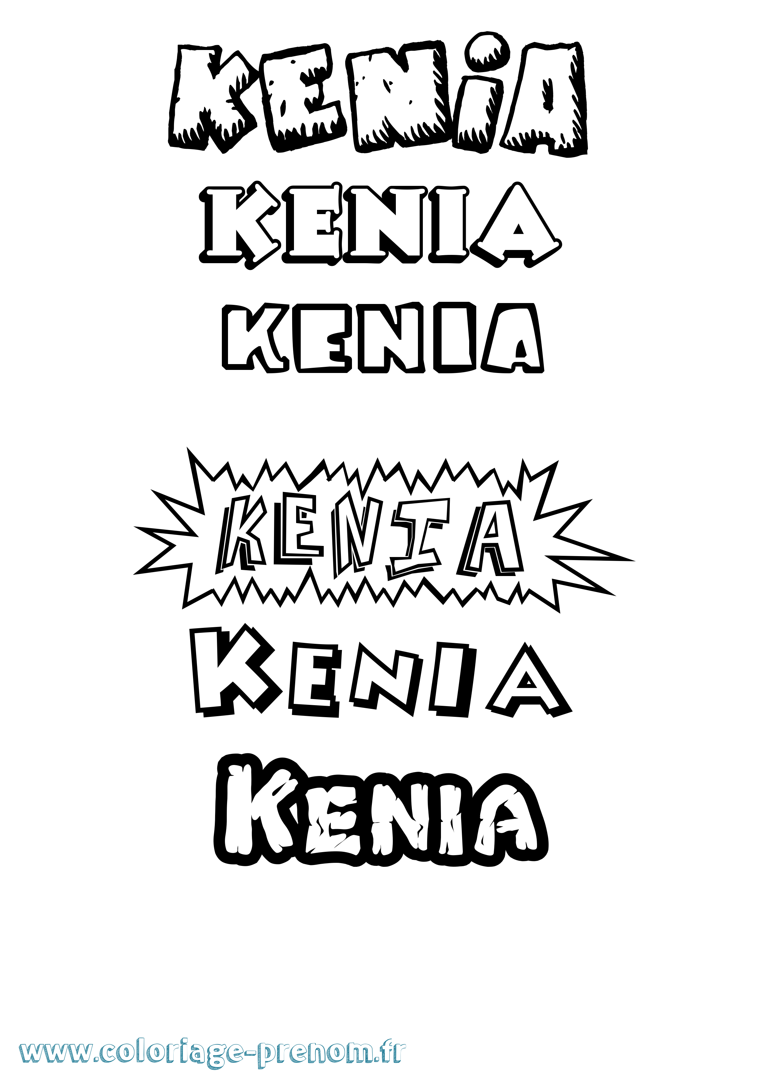 Coloriage prénom Kenia Dessin Animé