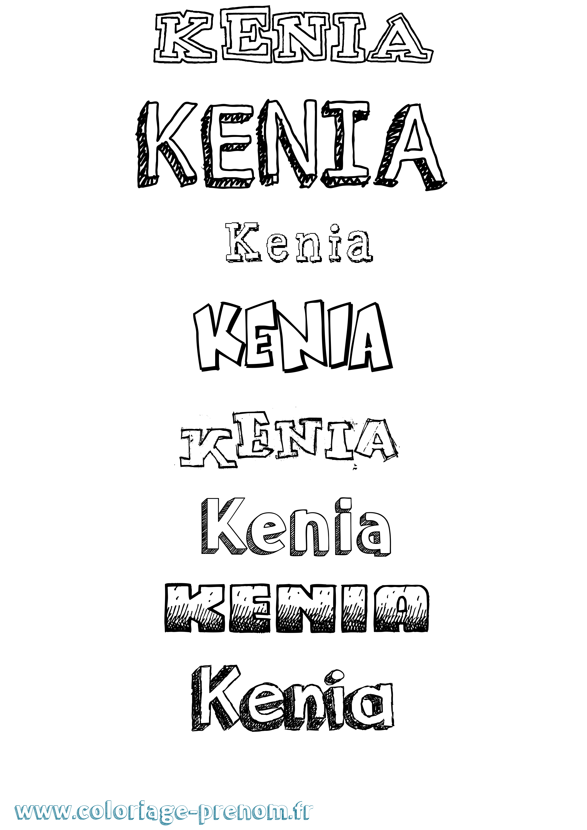 Coloriage prénom Kenia Dessiné