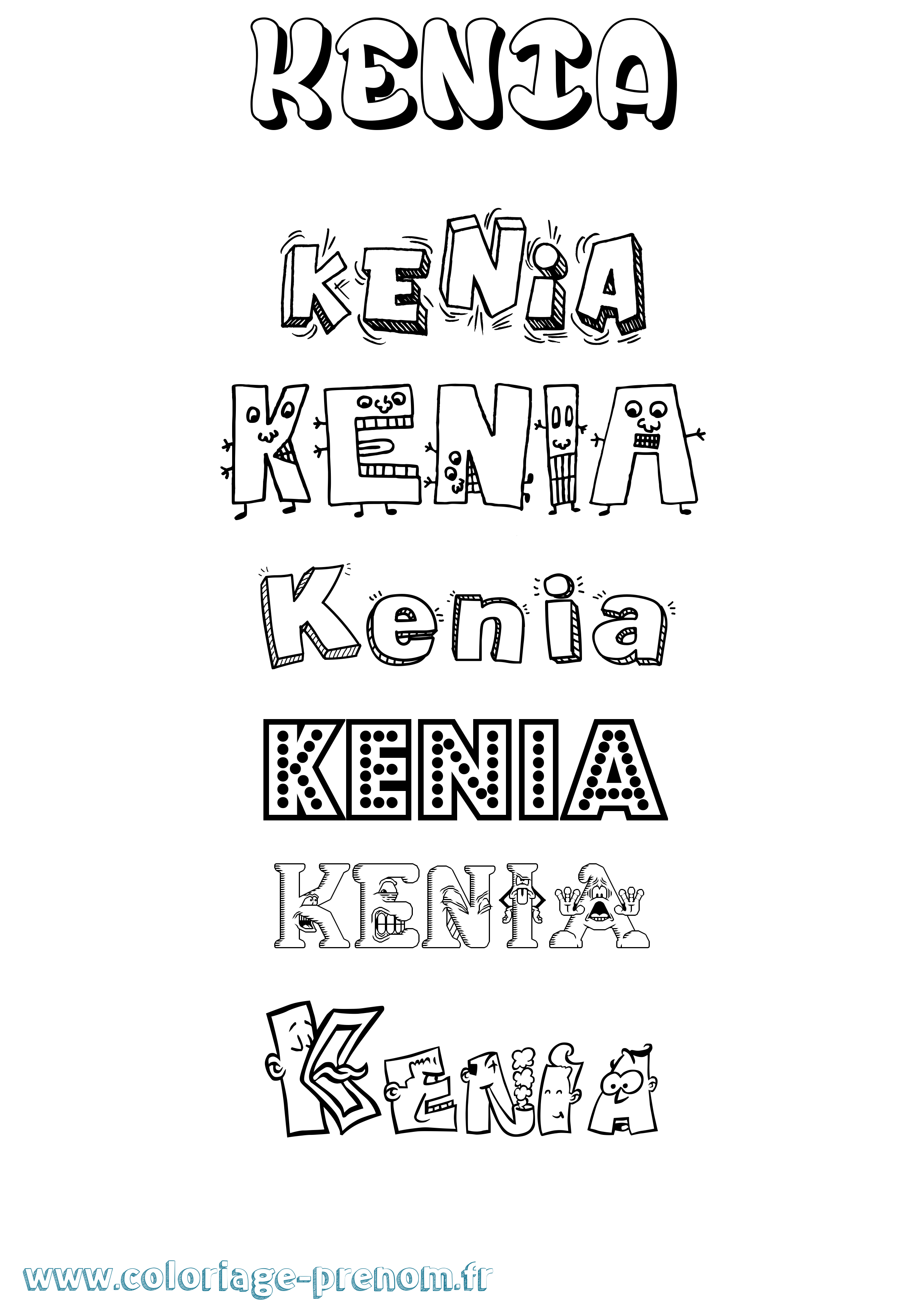 Coloriage prénom Kenia Fun