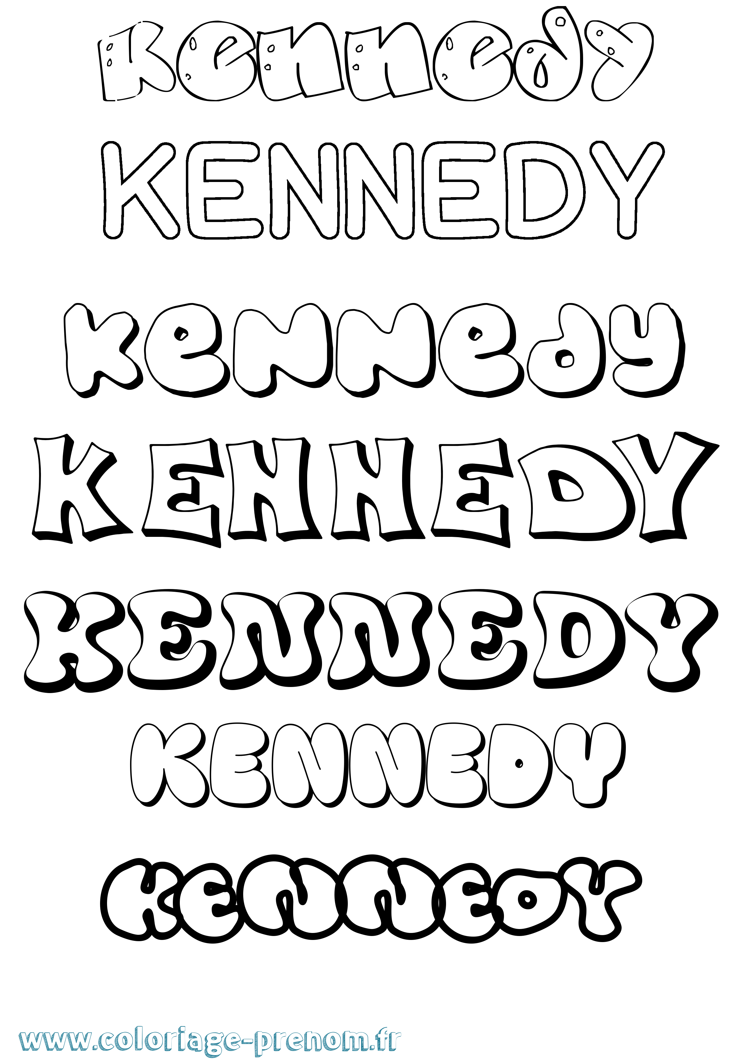 Coloriage prénom Kennedy Bubble