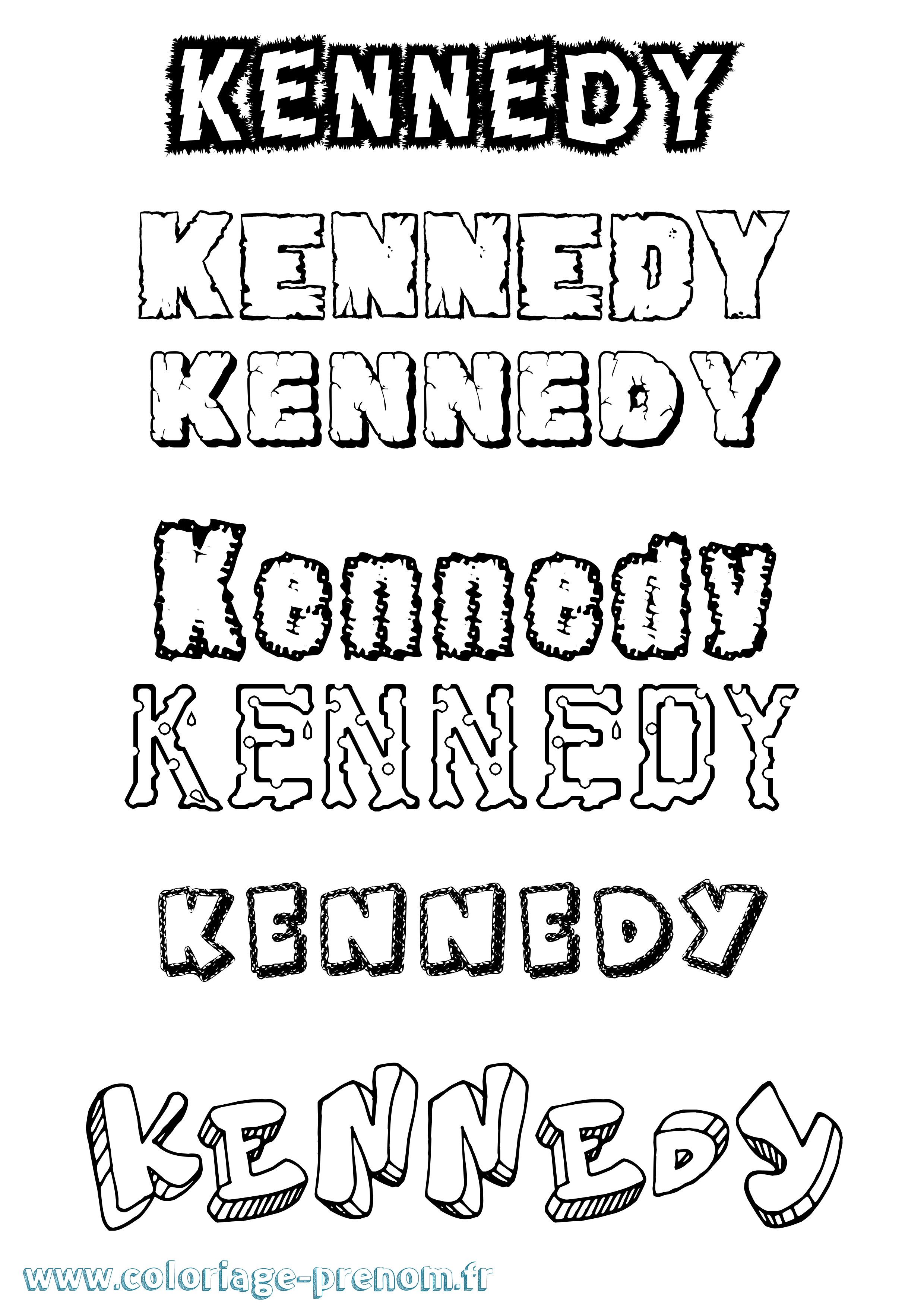 Coloriage prénom Kennedy Destructuré