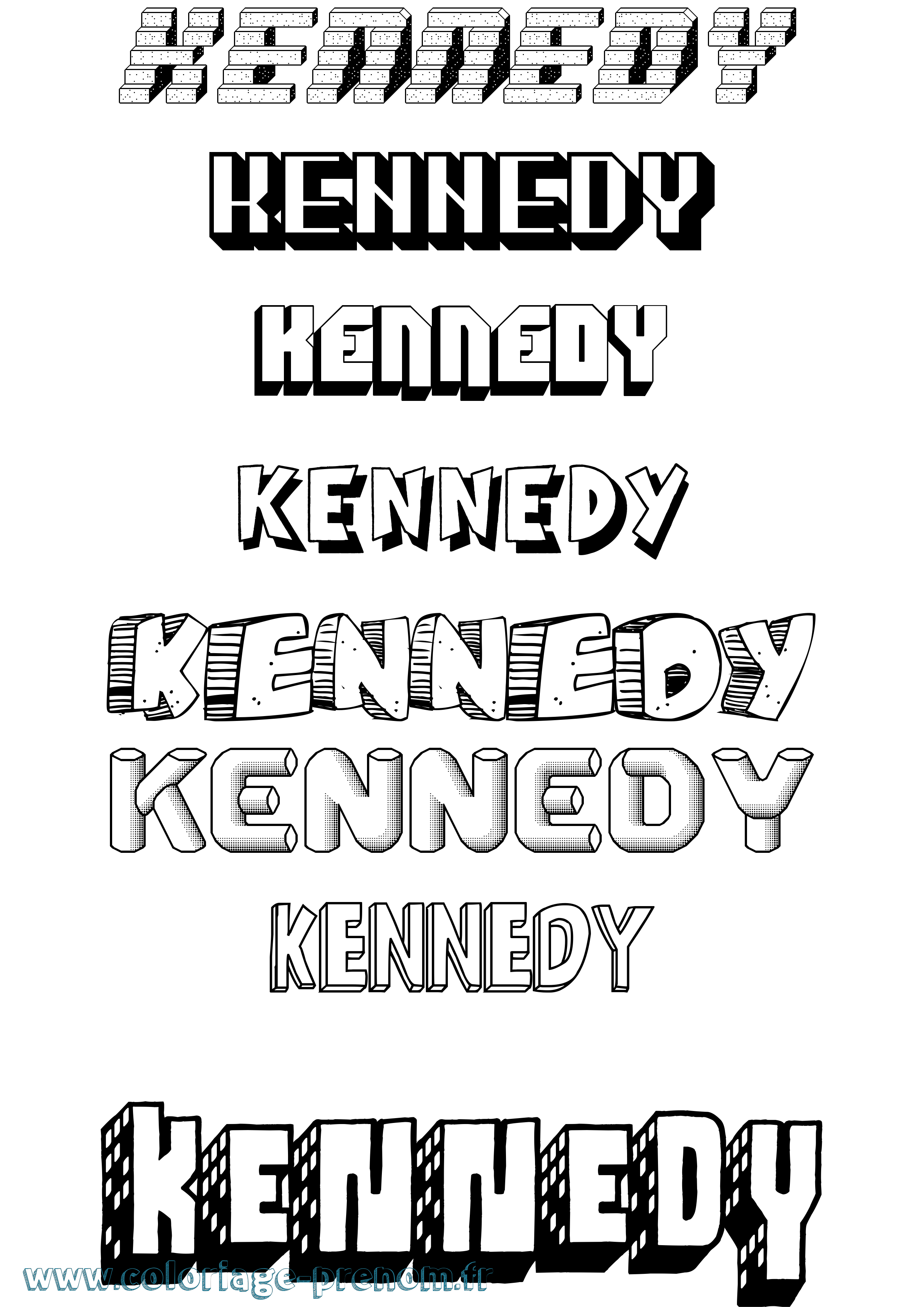 Coloriage prénom Kennedy Effet 3D
