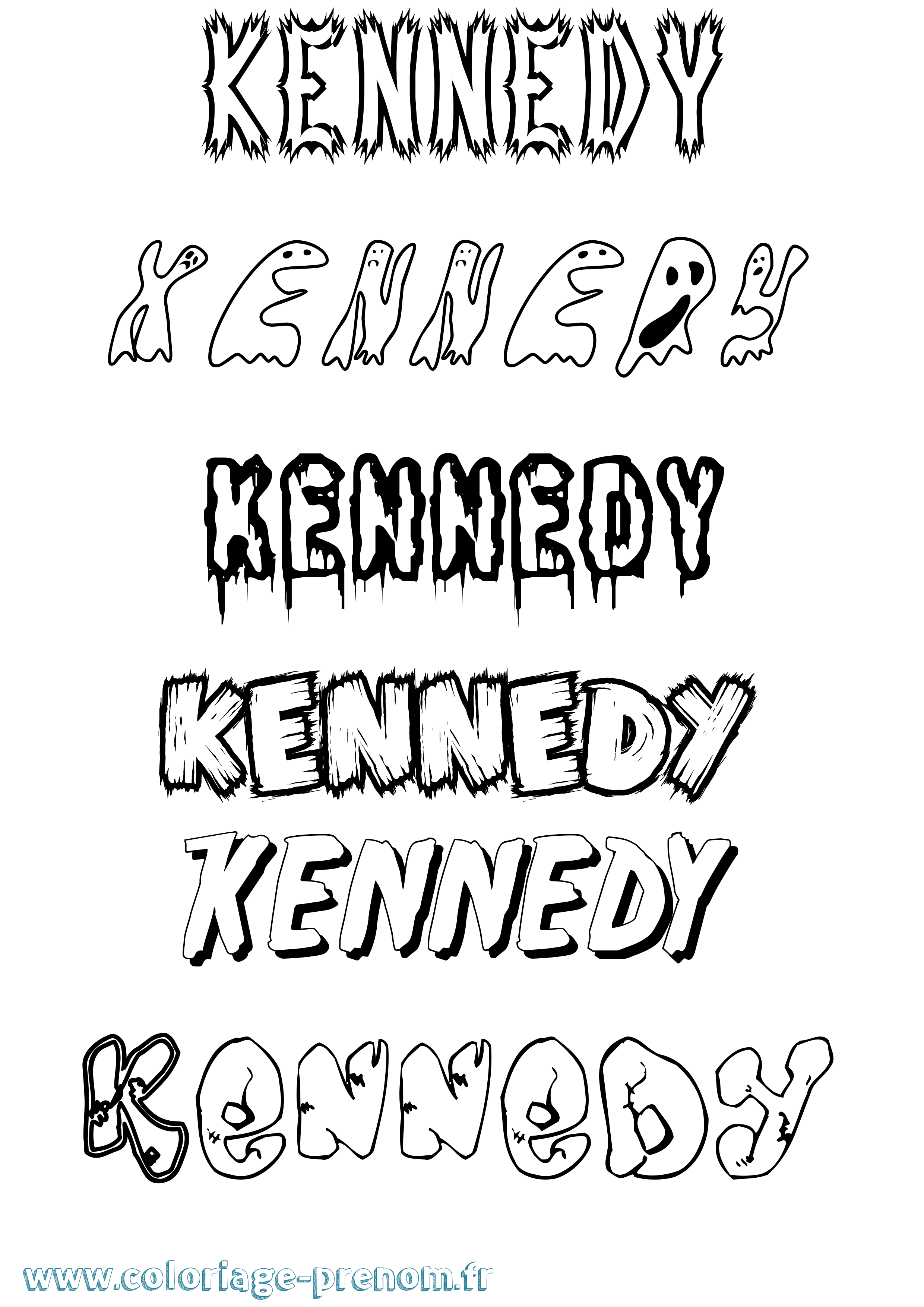 Coloriage prénom Kennedy Frisson