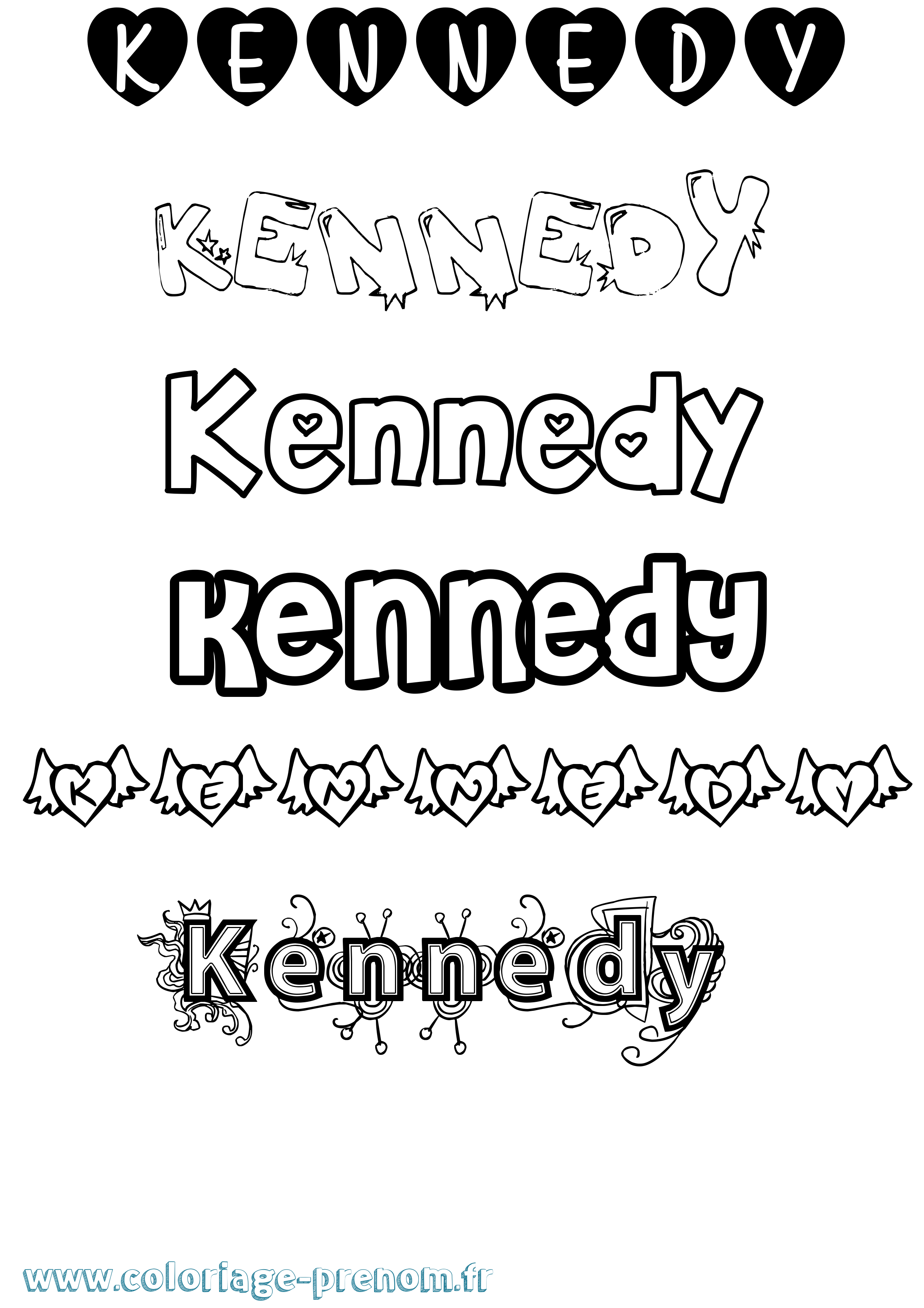 Coloriage prénom Kennedy Girly