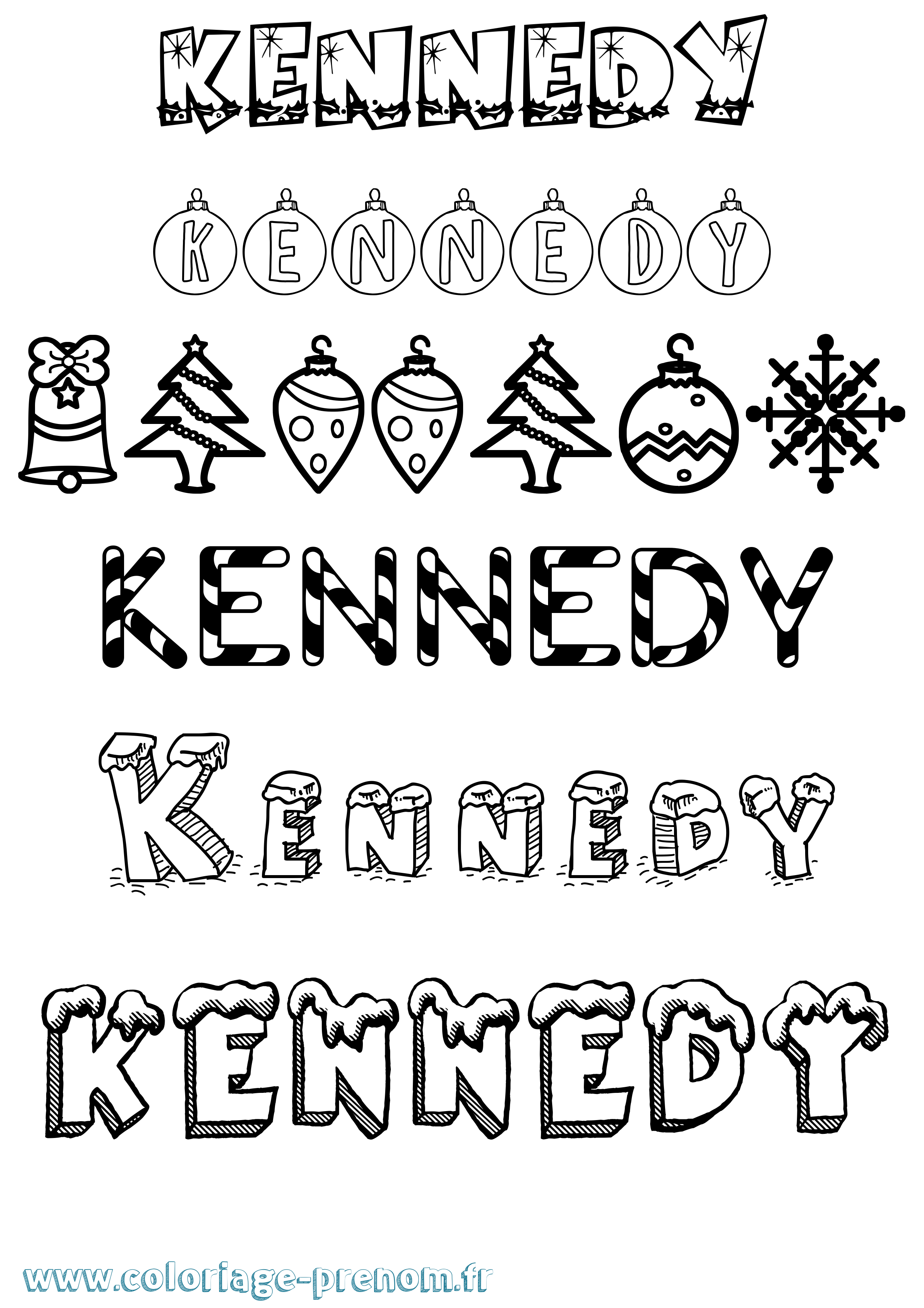 Coloriage prénom Kennedy Noël
