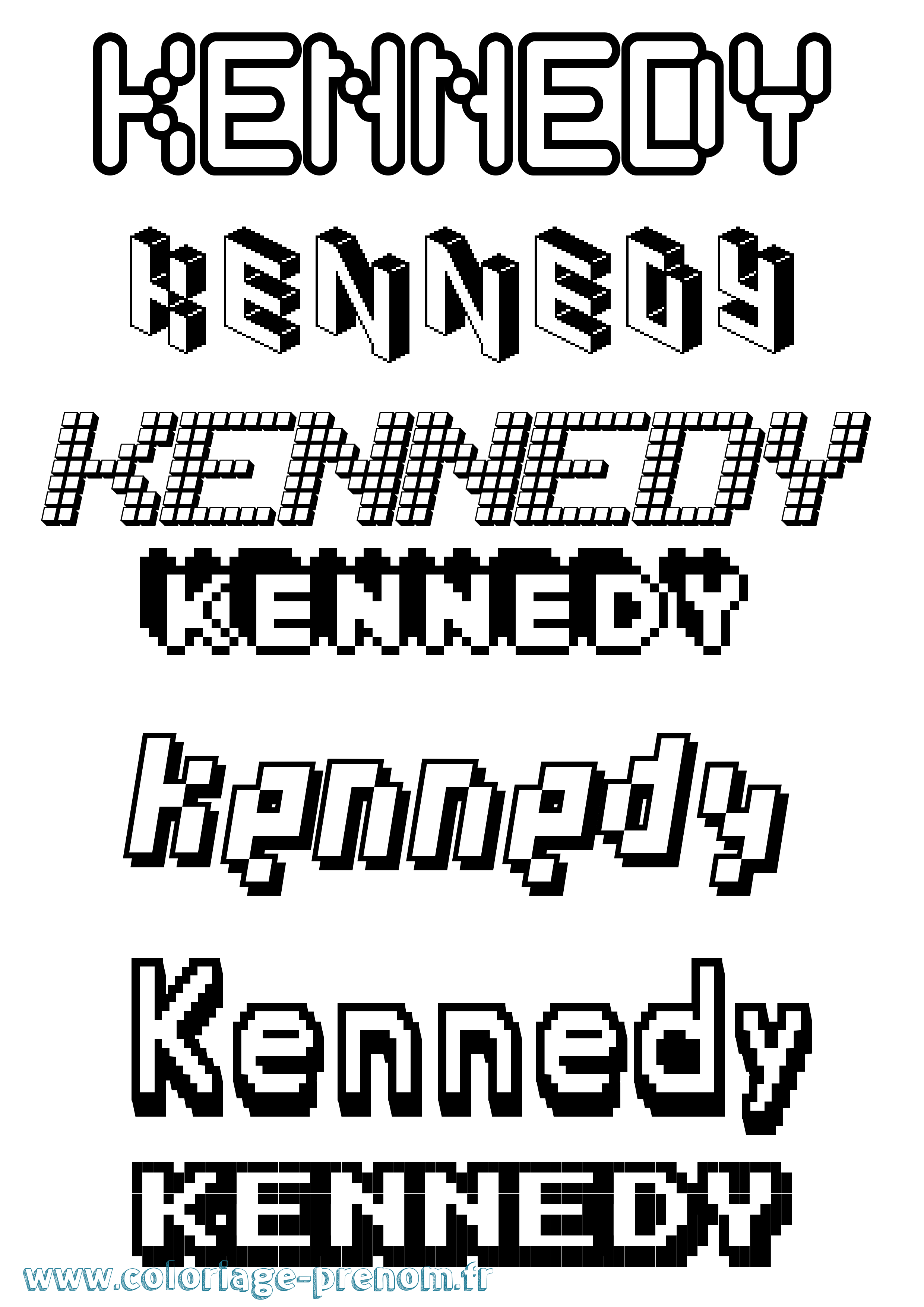 Coloriage prénom Kennedy Pixel