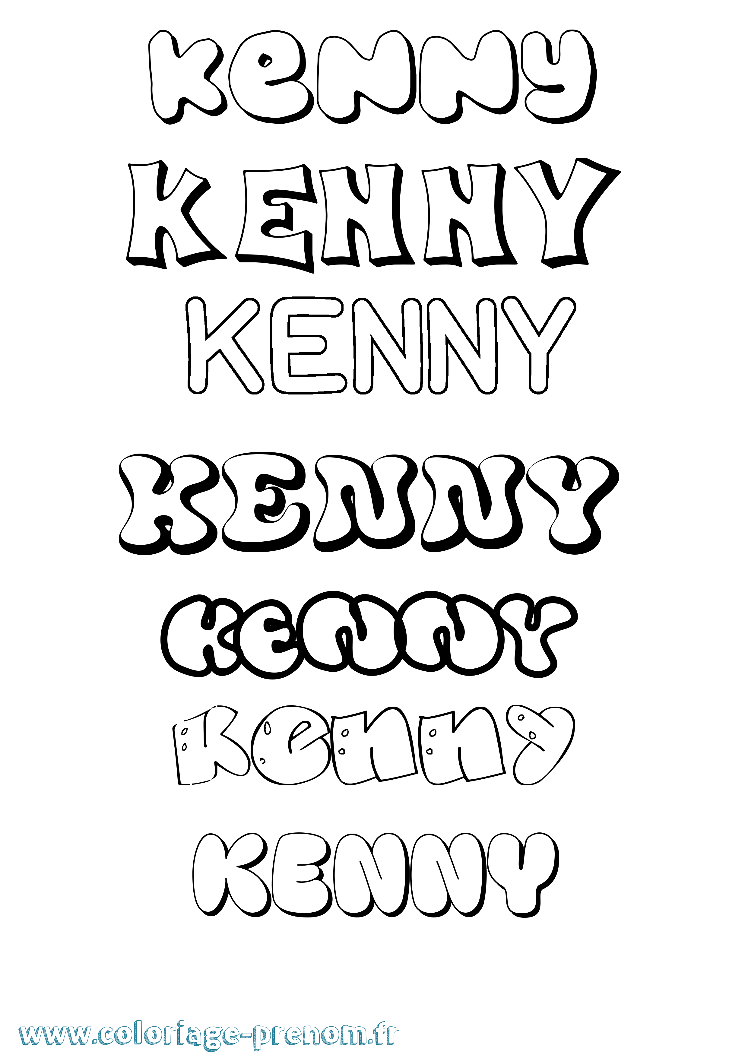 Coloriage prénom Kenny Bubble