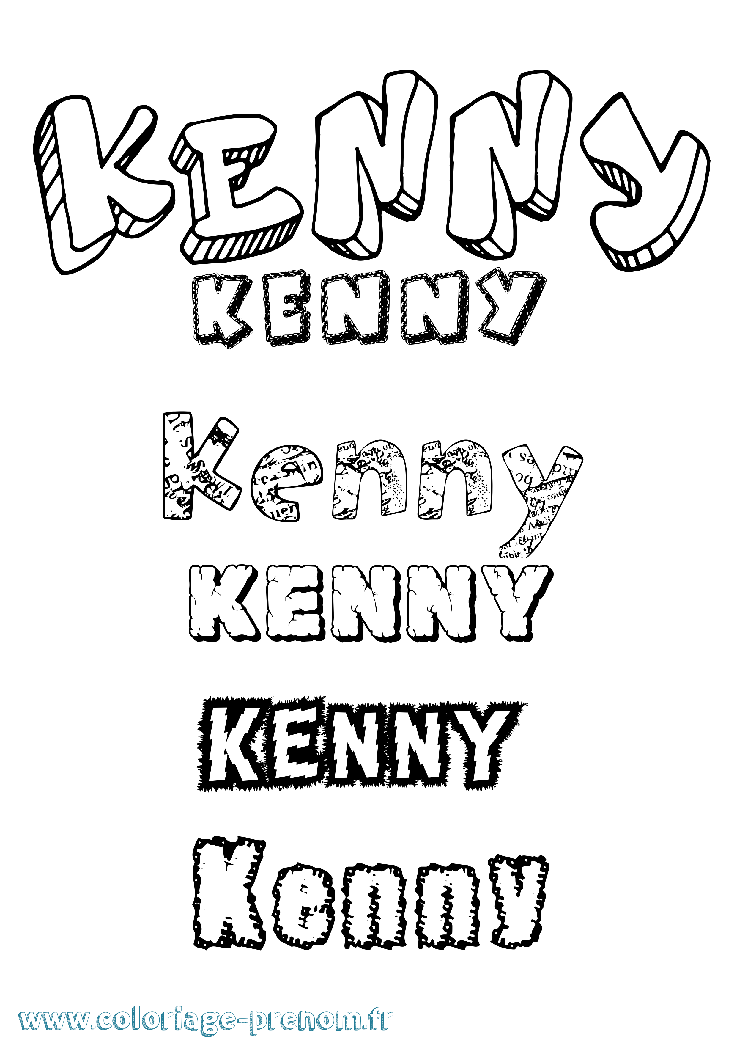 Coloriage prénom Kenny Destructuré
