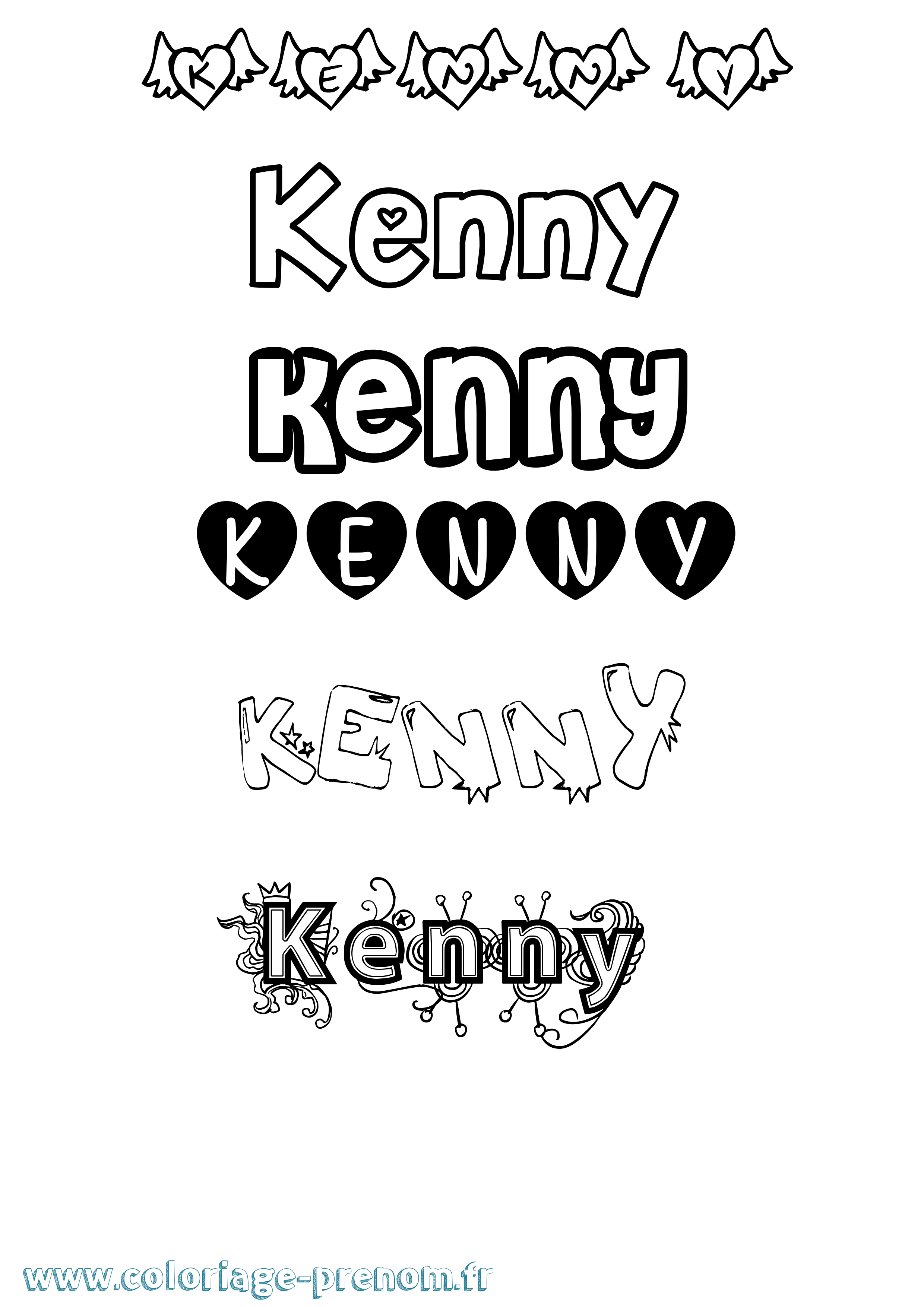 Coloriage prénom Kenny Girly
