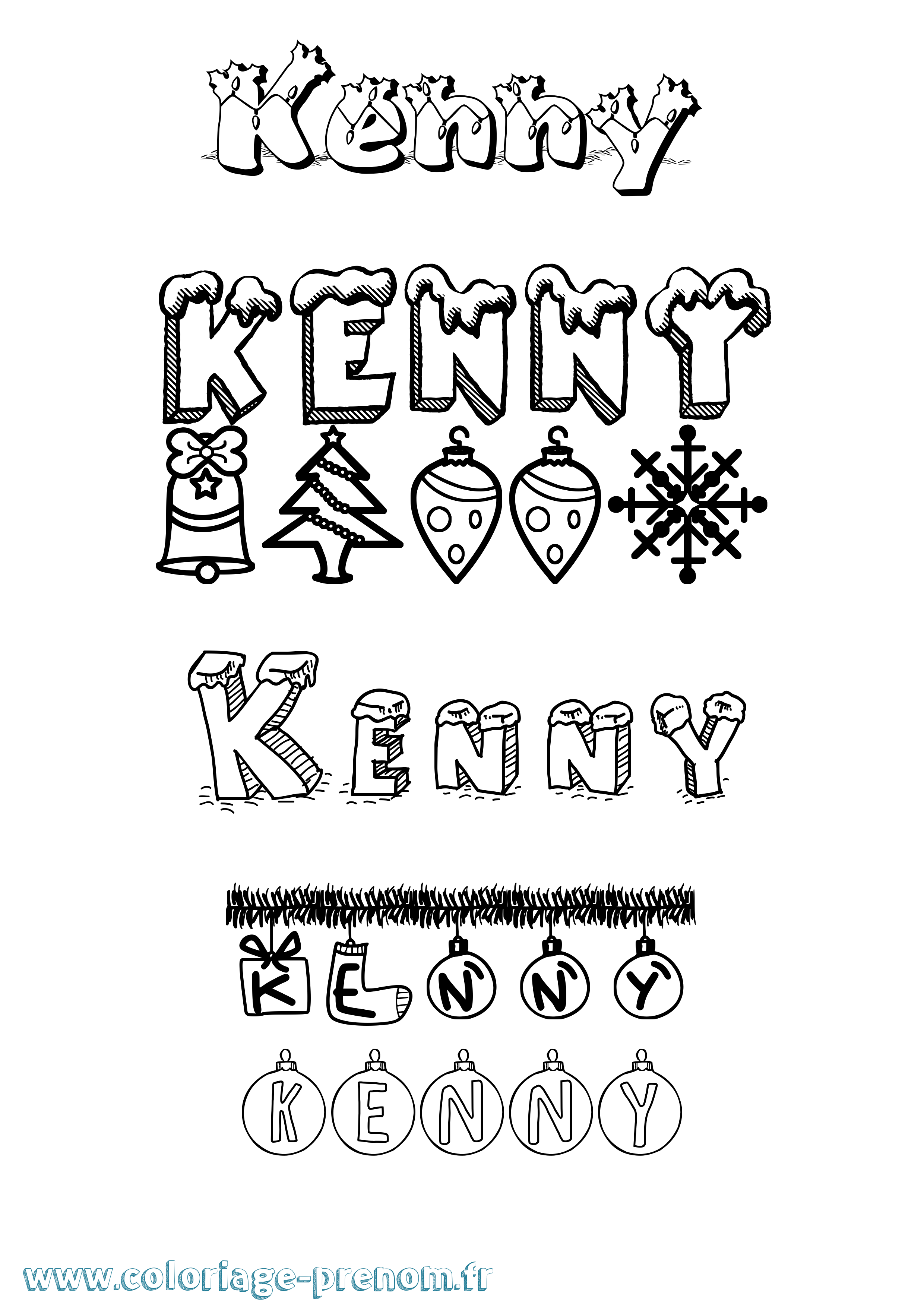Coloriage prénom Kenny Noël