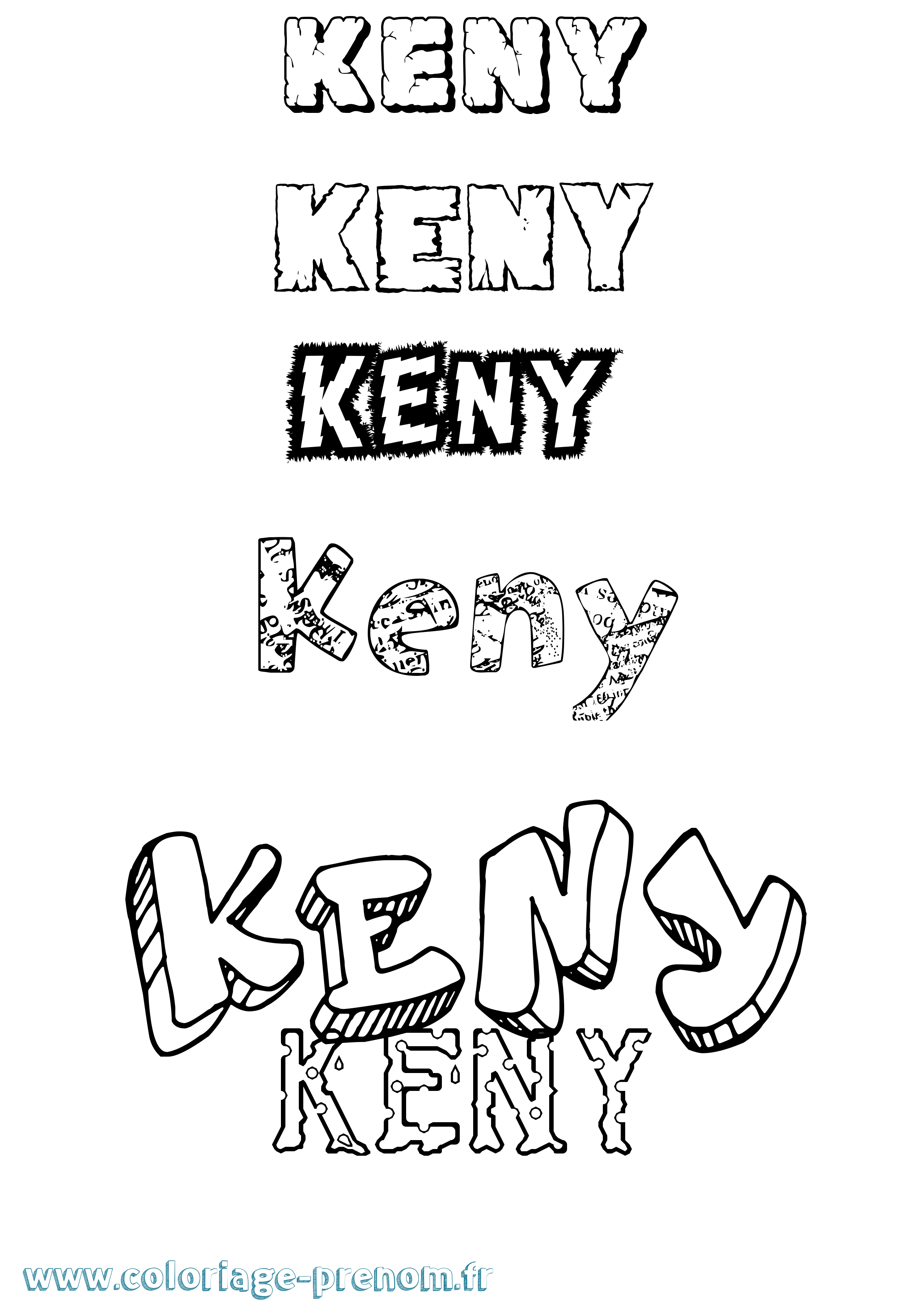 Coloriage Keny Destructuré Coloriage prénom Keny Destructuré