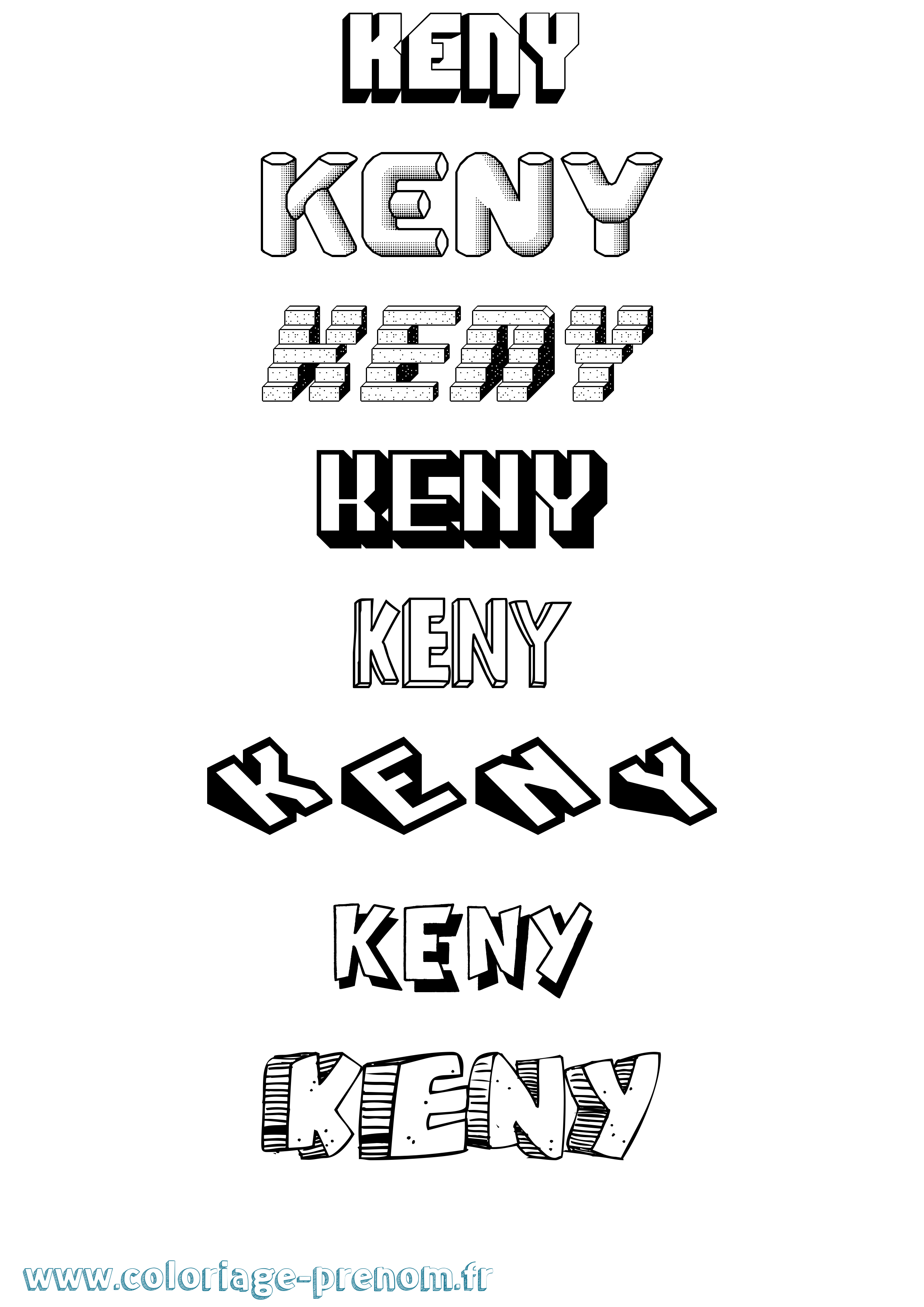 Coloriage Keny Effet 3D Coloriage prénom Keny Effet 3D