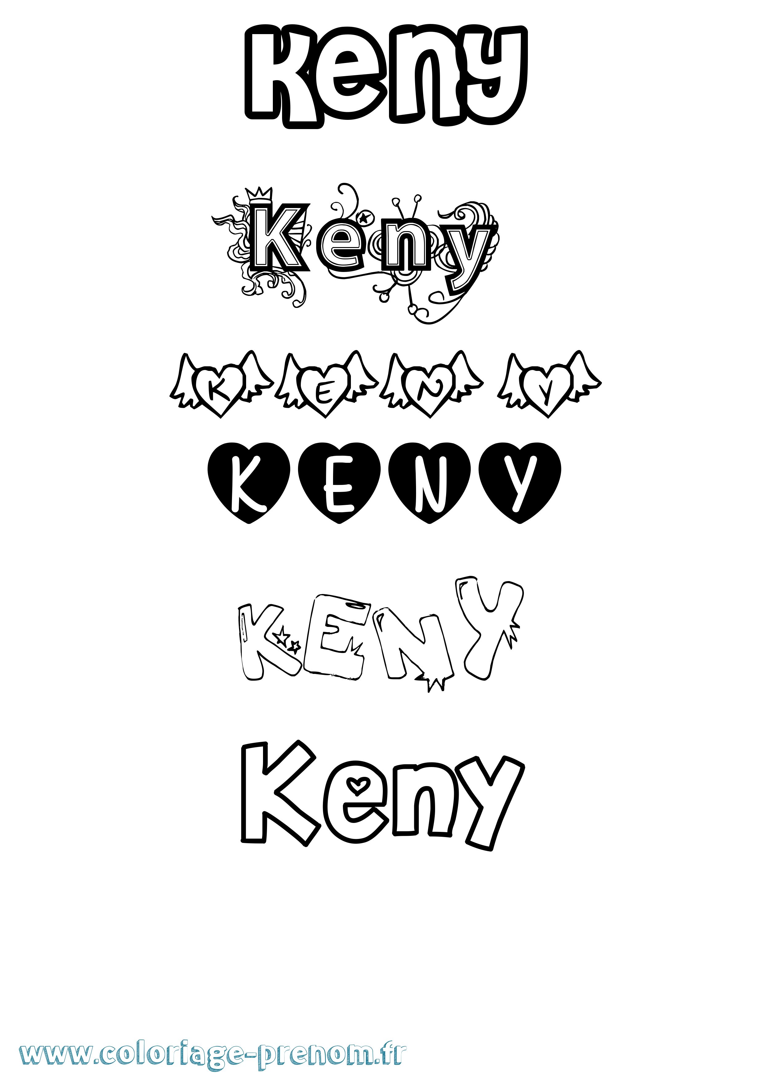 Coloriage Keny Girly Coloriage prénom Keny Girly