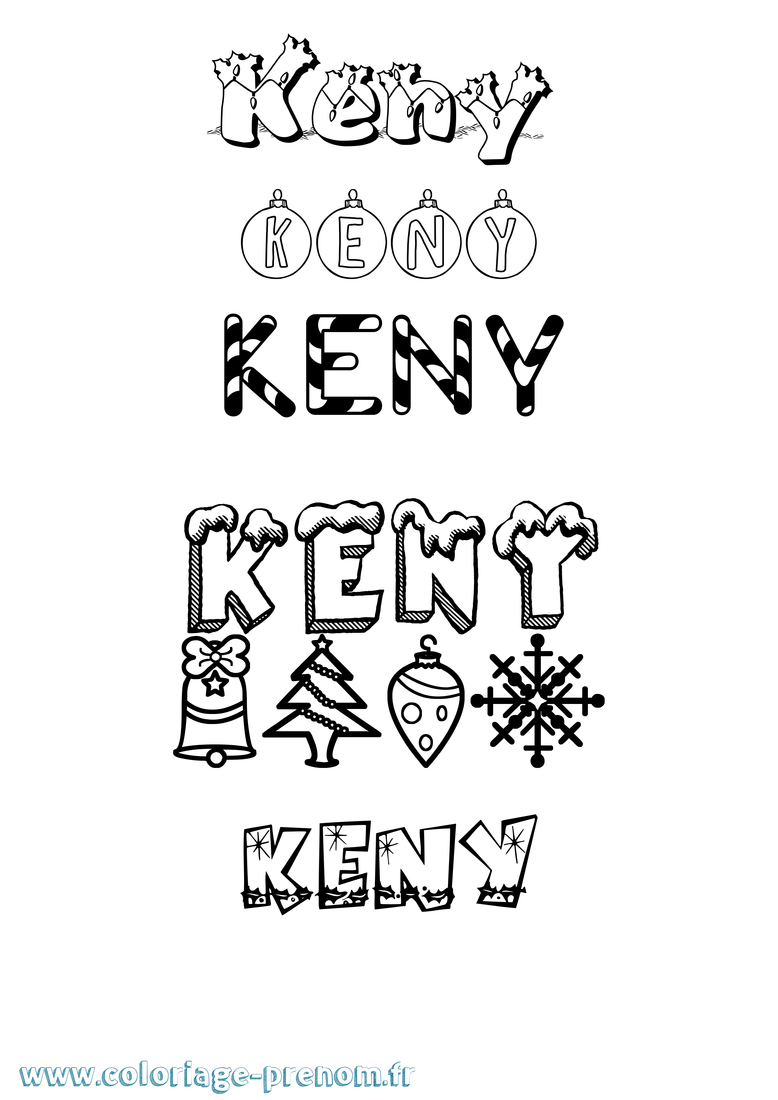 Coloriage Keny Noël Coloriage prénom Keny Noël