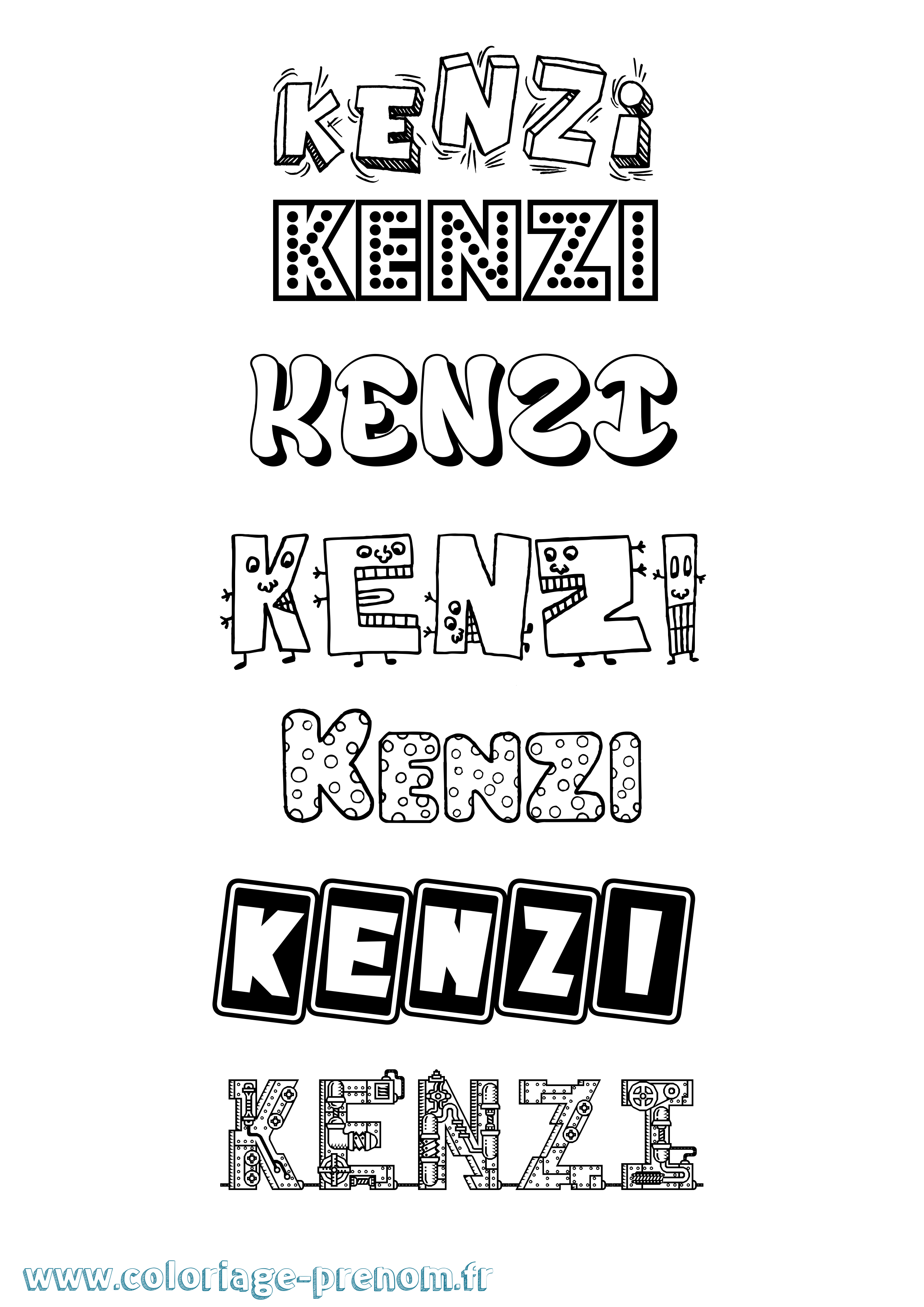 Coloriage prénom Kenzi Fun