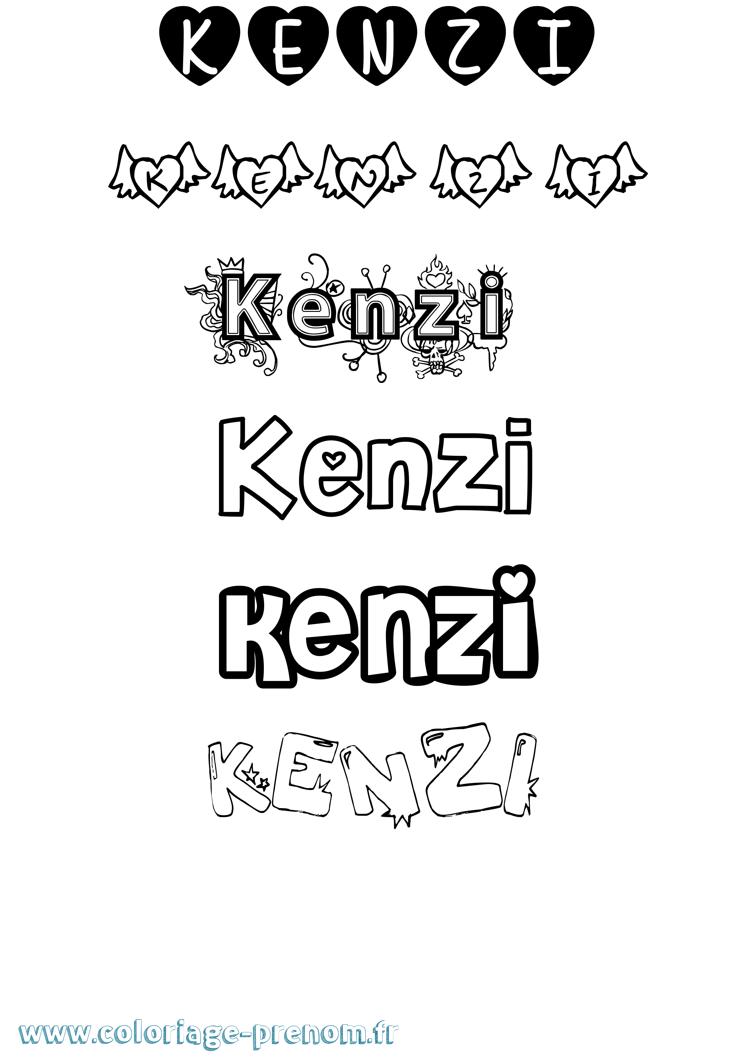 Coloriage prénom Kenzi Girly
