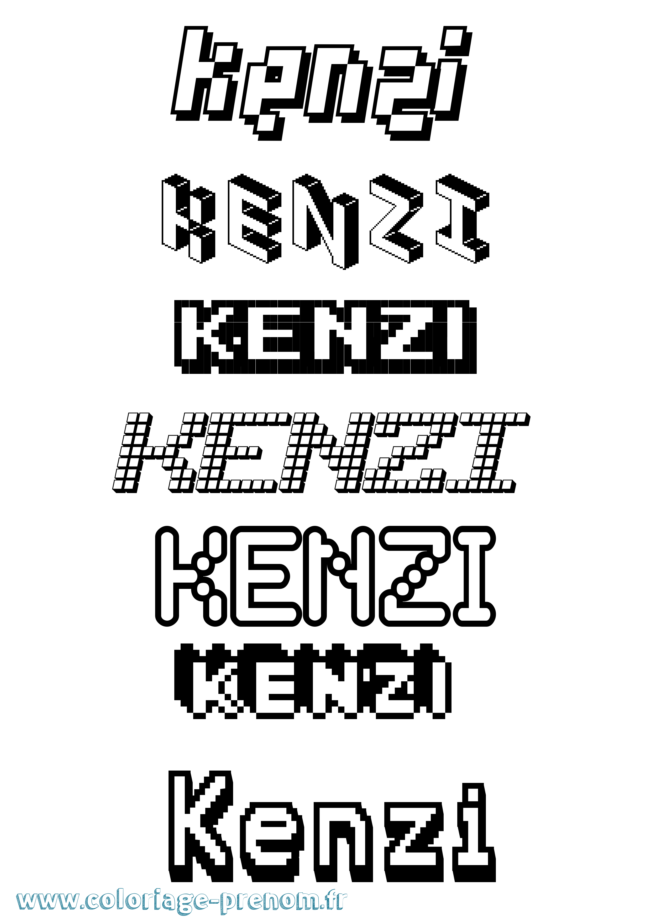 Coloriage prénom Kenzi Pixel