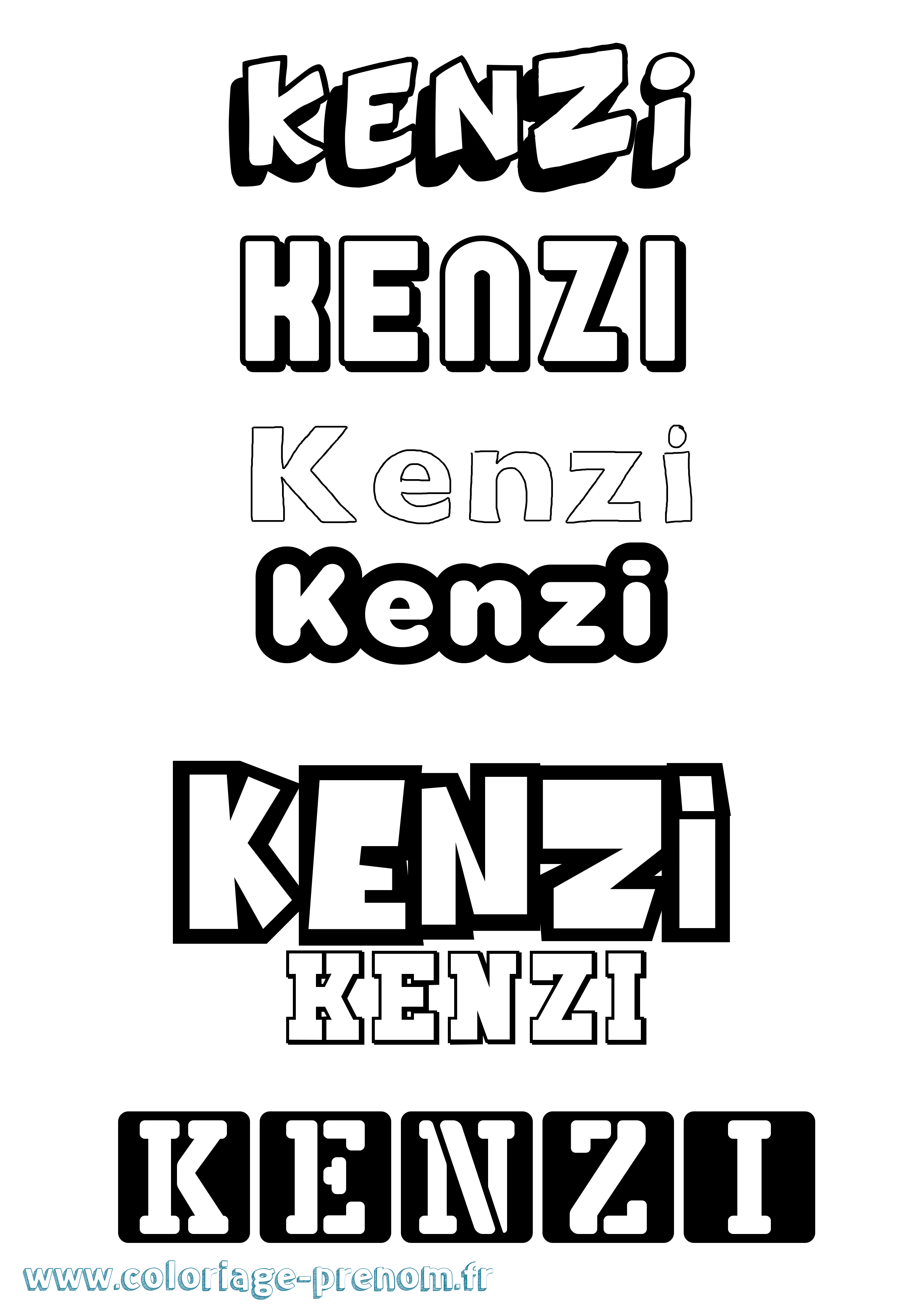Coloriage prénom Kenzi Simple