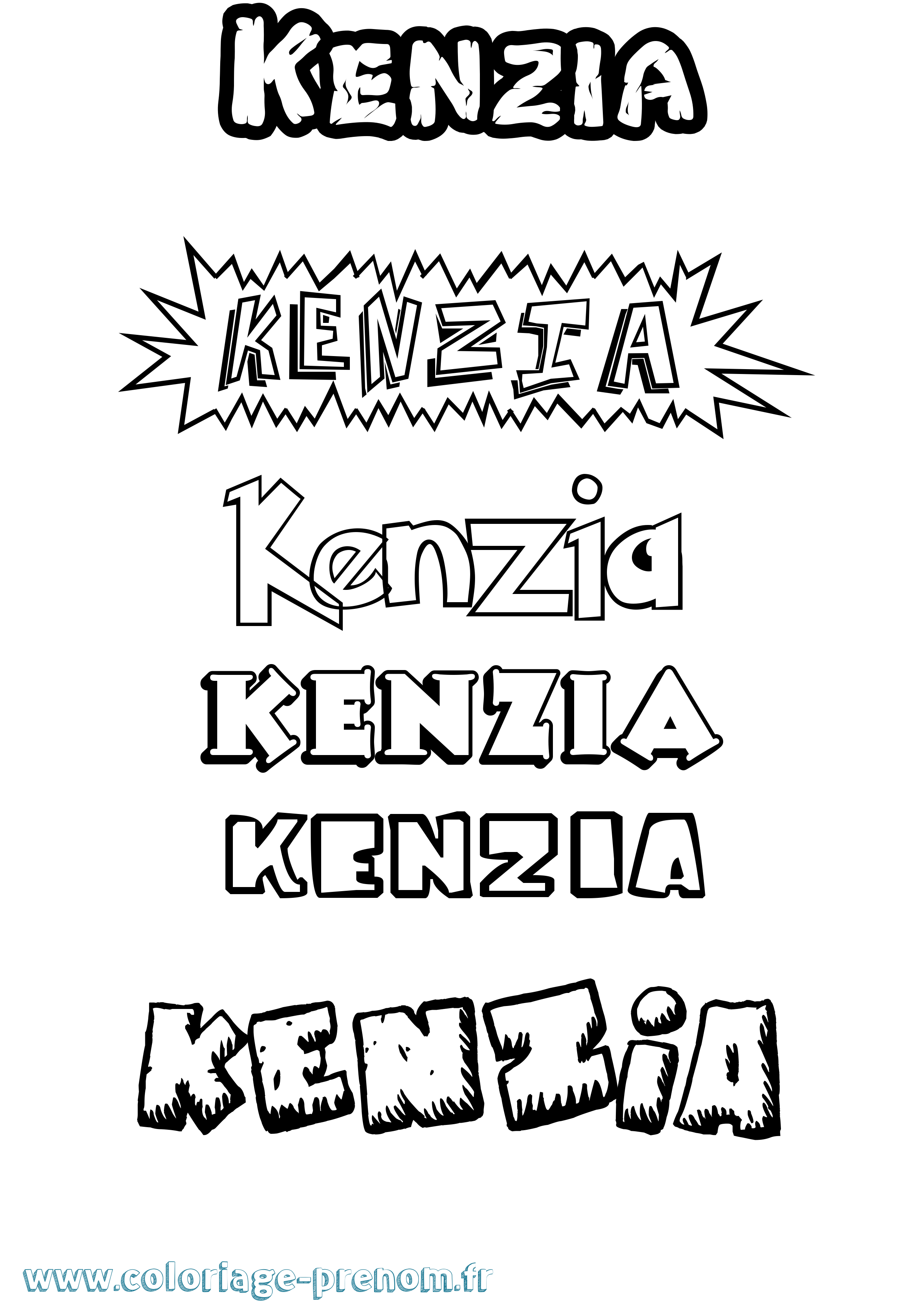 Coloriage prénom Kenzia Dessin Animé