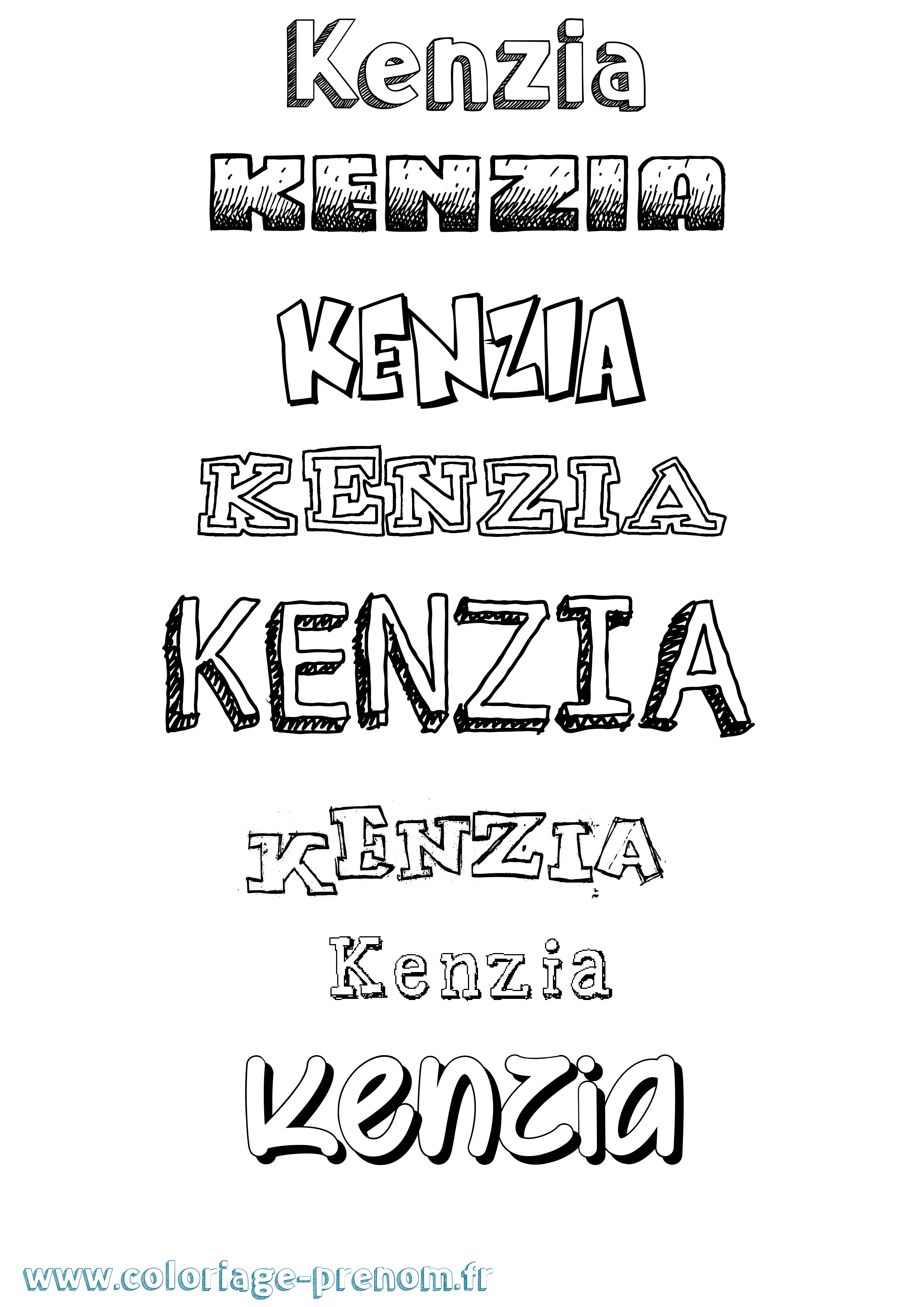 Coloriage prénom Kenzia Dessiné