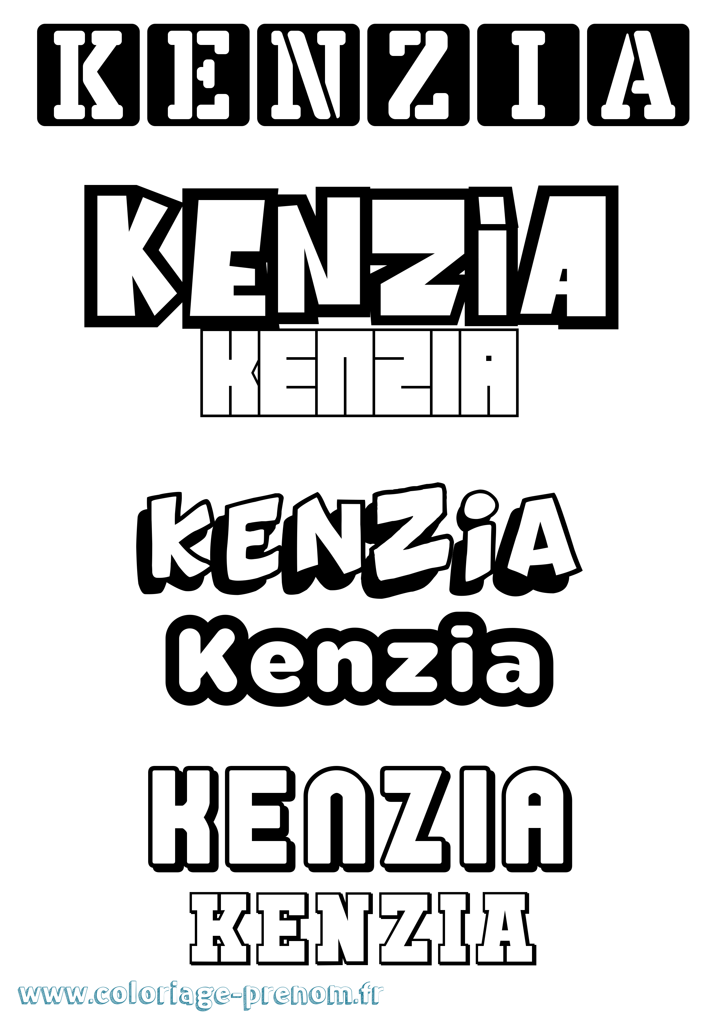 Coloriage prénom Kenzia Simple
