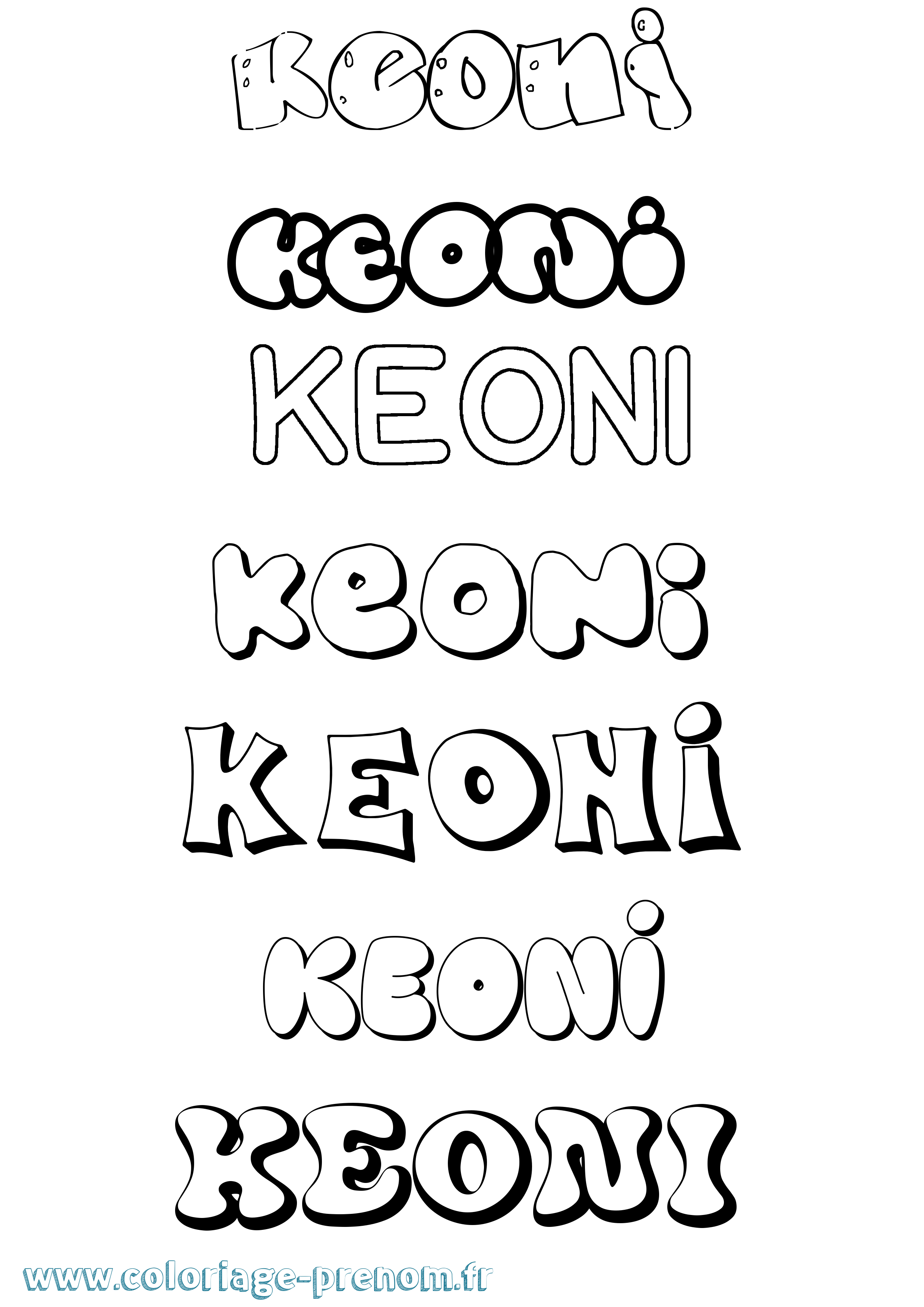 Coloriage prénom Keoni Bubble