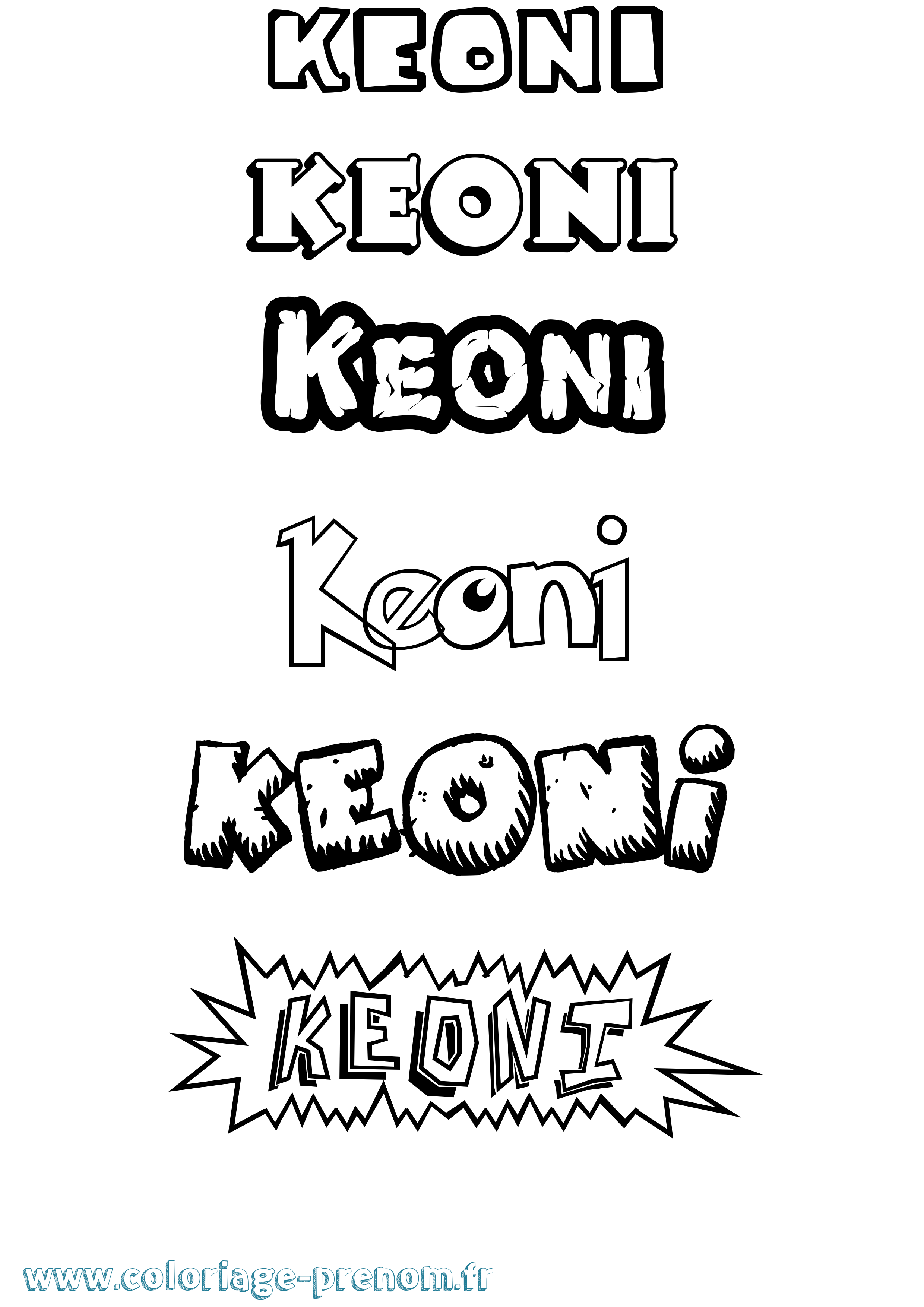Coloriage prénom Keoni Dessin Animé