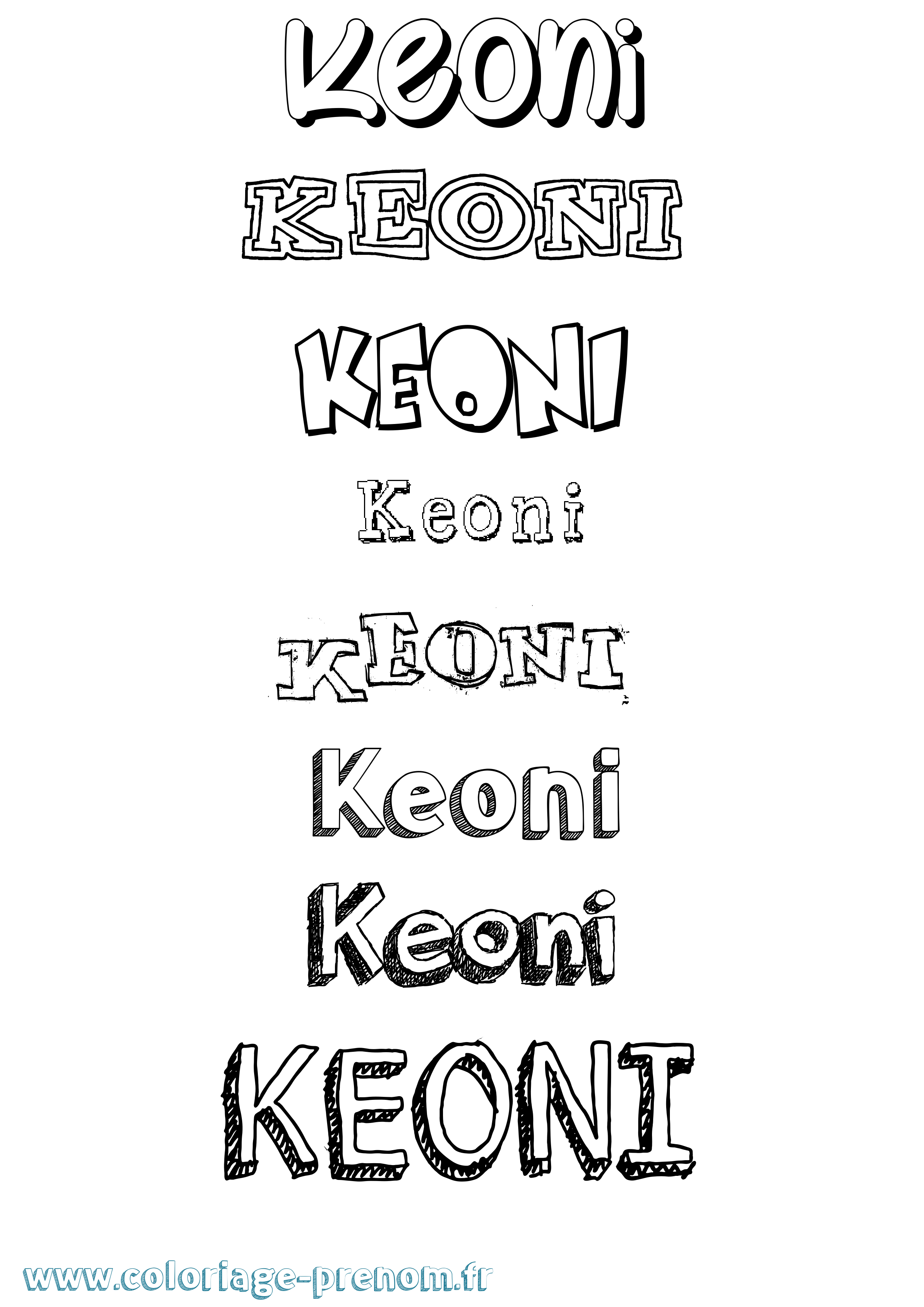 Coloriage prénom Keoni Dessiné