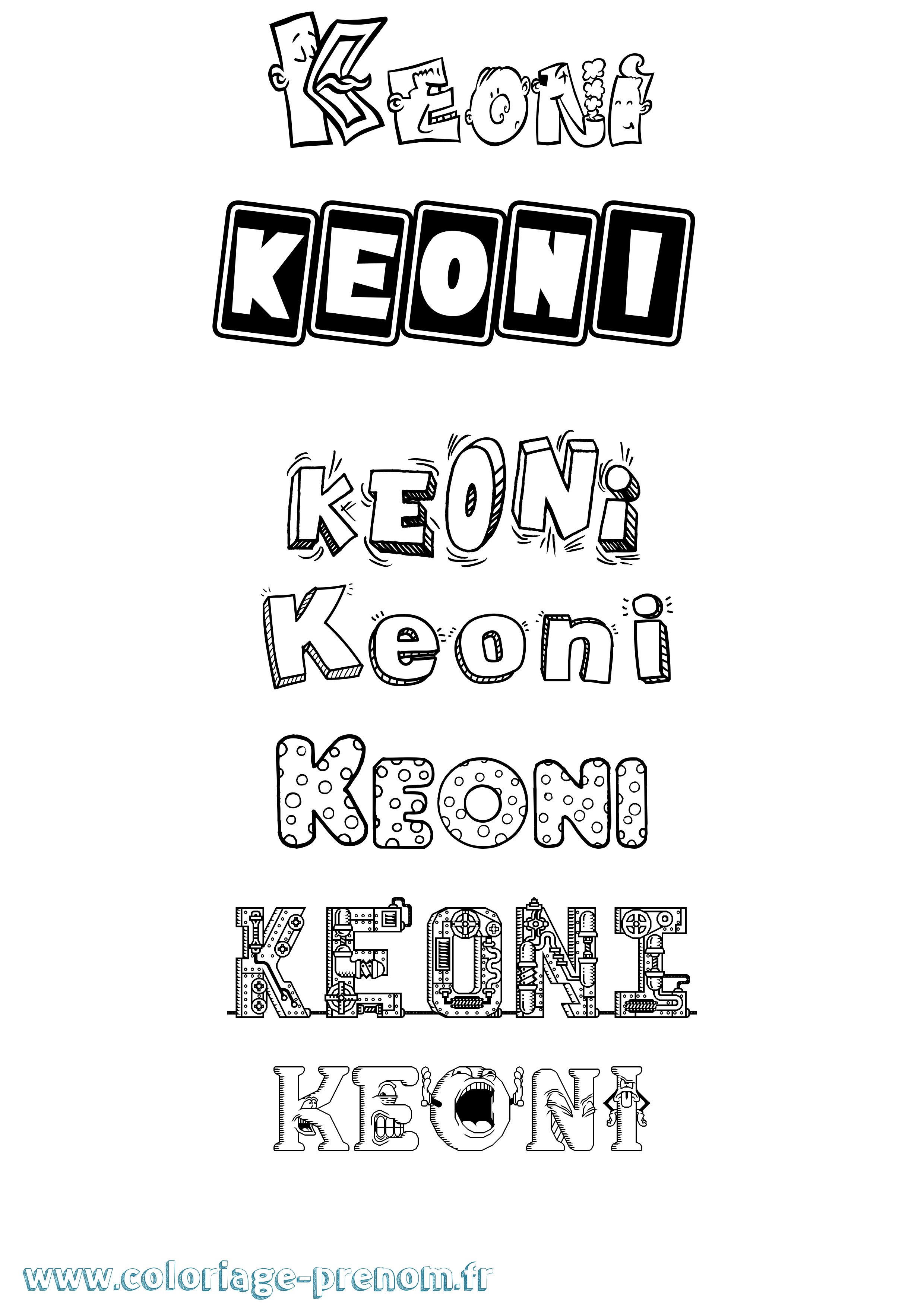 Coloriage prénom Keoni Fun