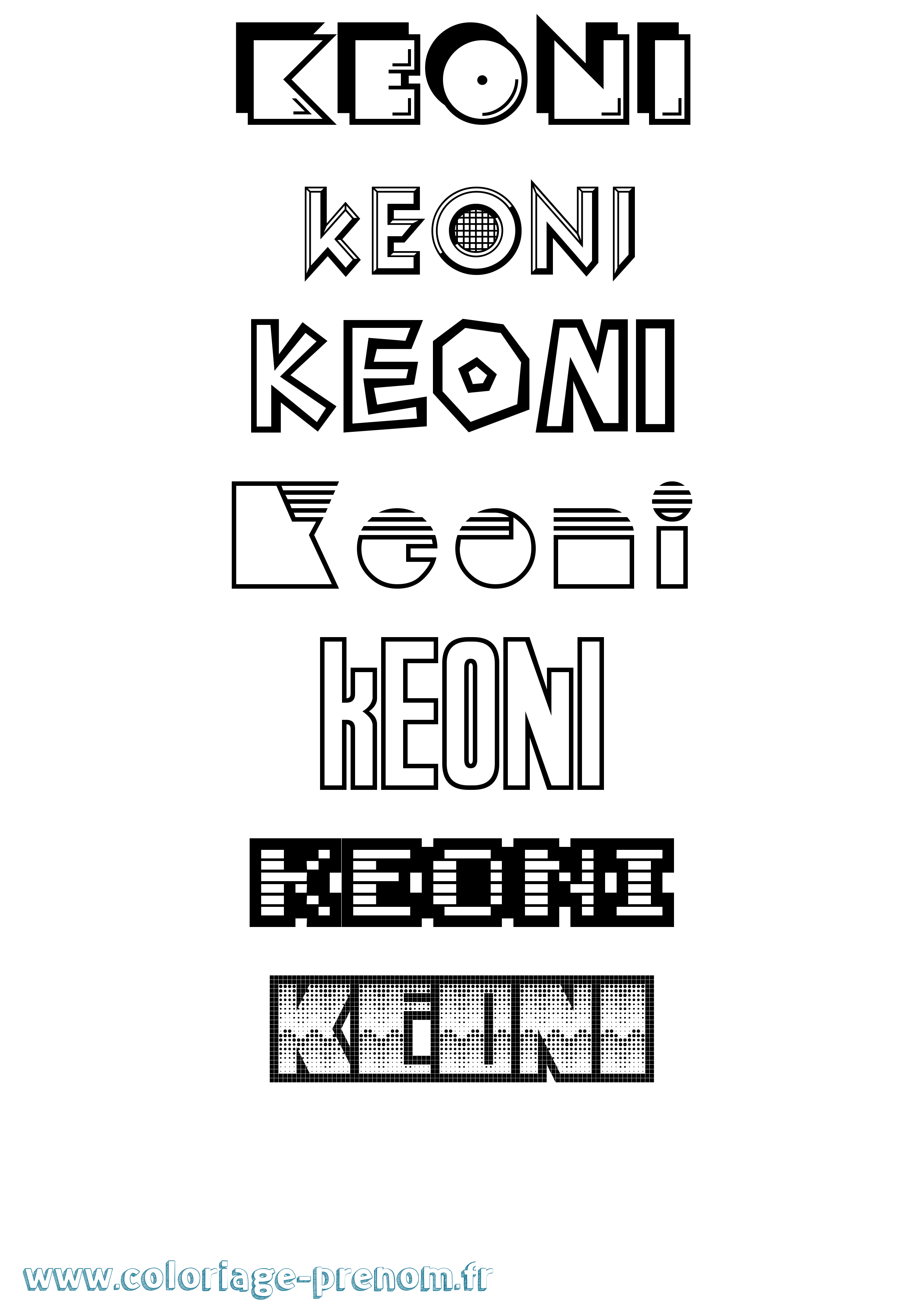 Coloriage prénom Keoni Jeux Vidéos