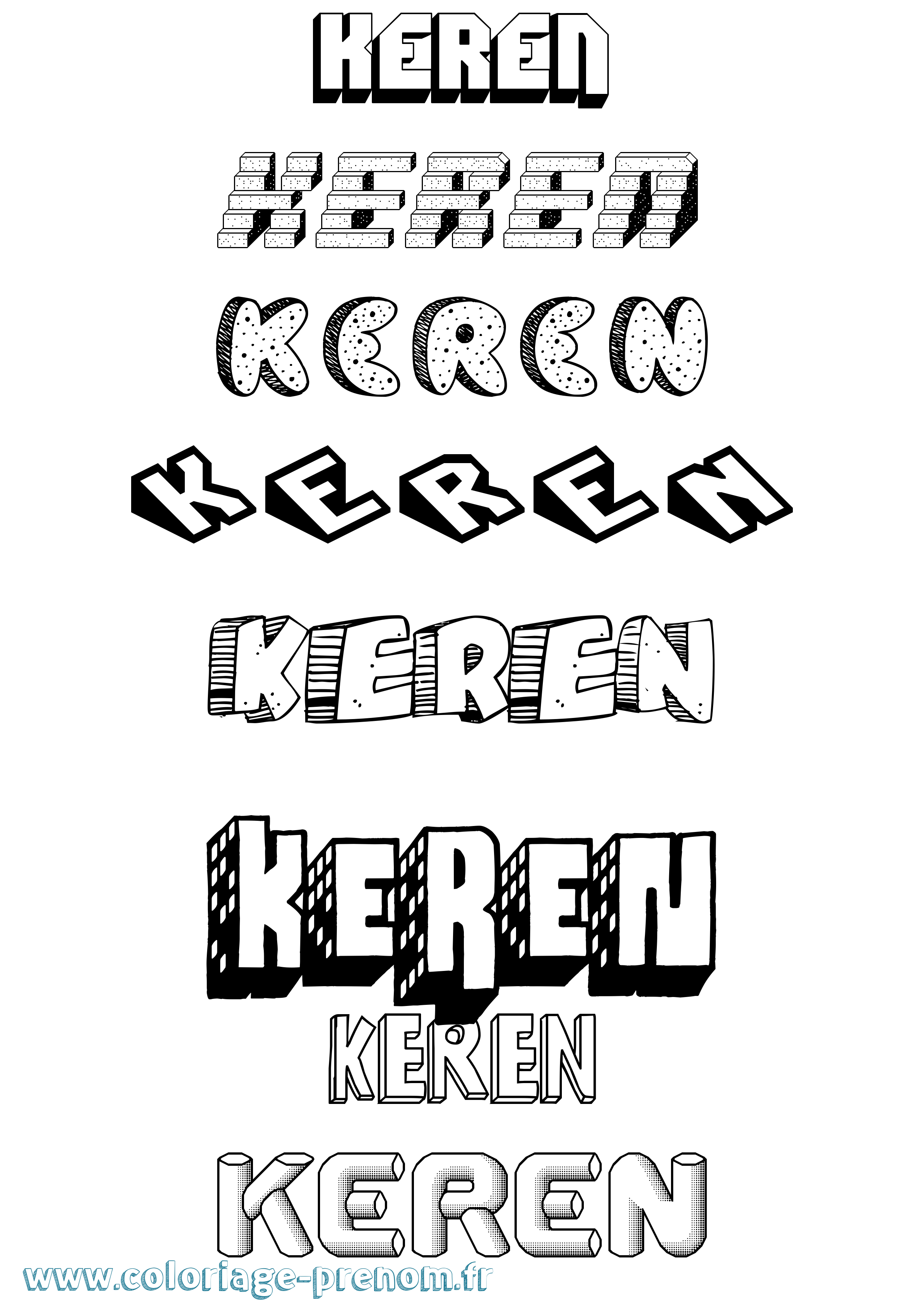Coloriage prénom Keren