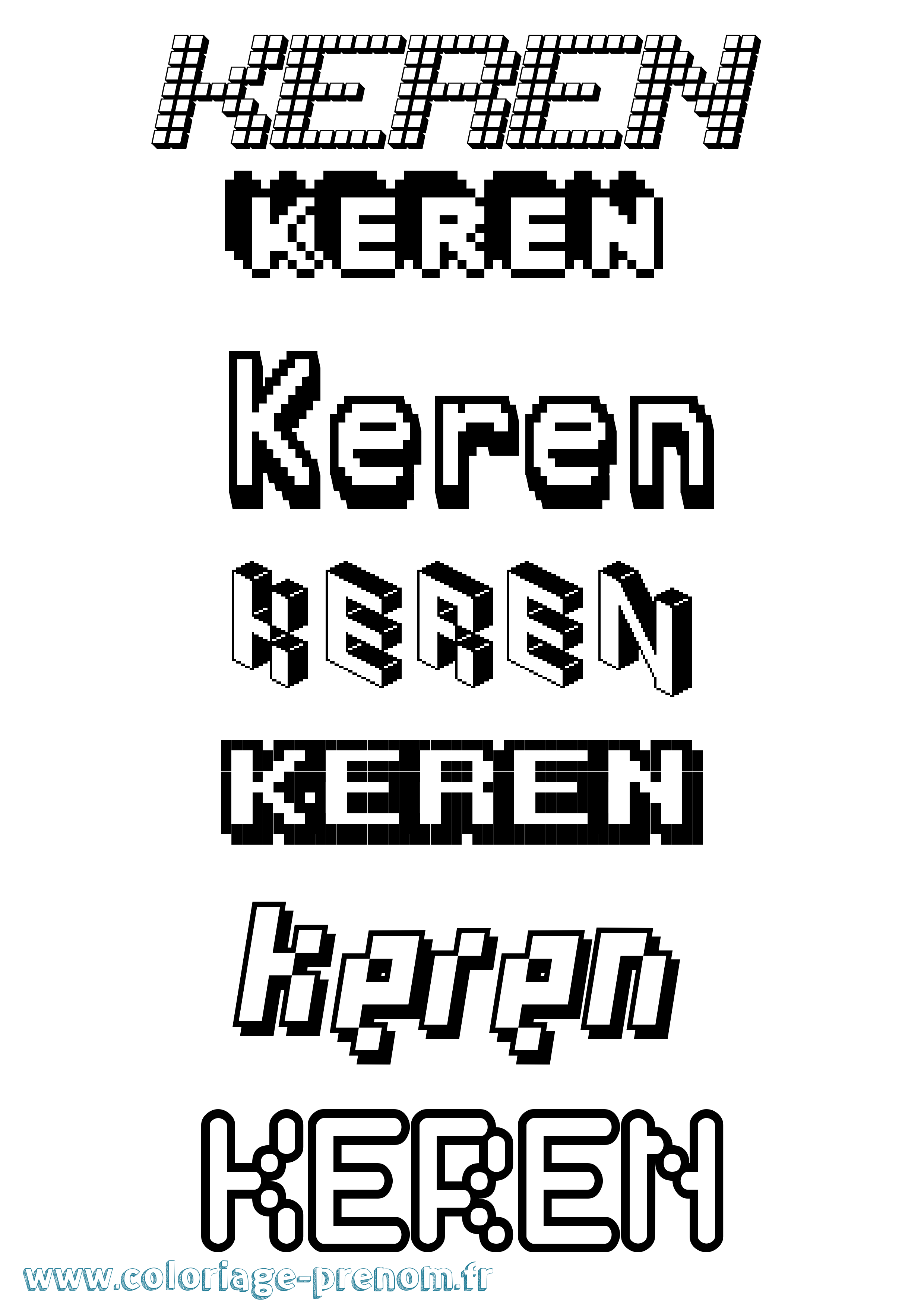 Coloriage prénom Keren Pixel