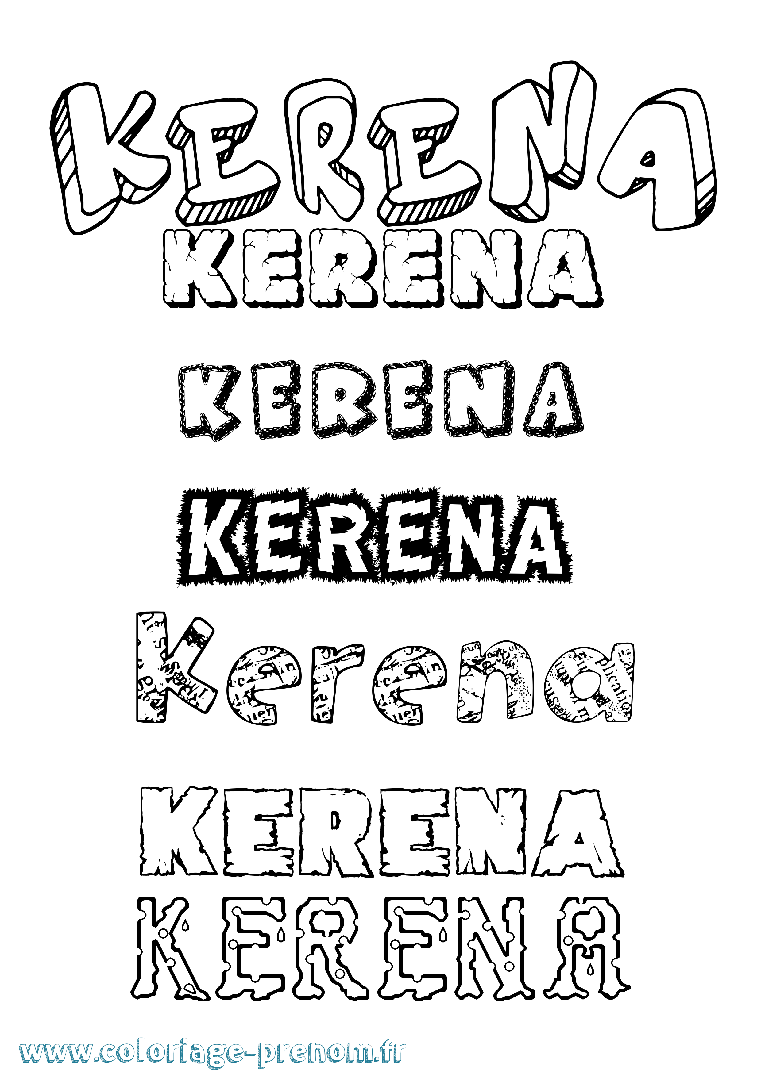 Coloriage prénom Kerena Destructuré