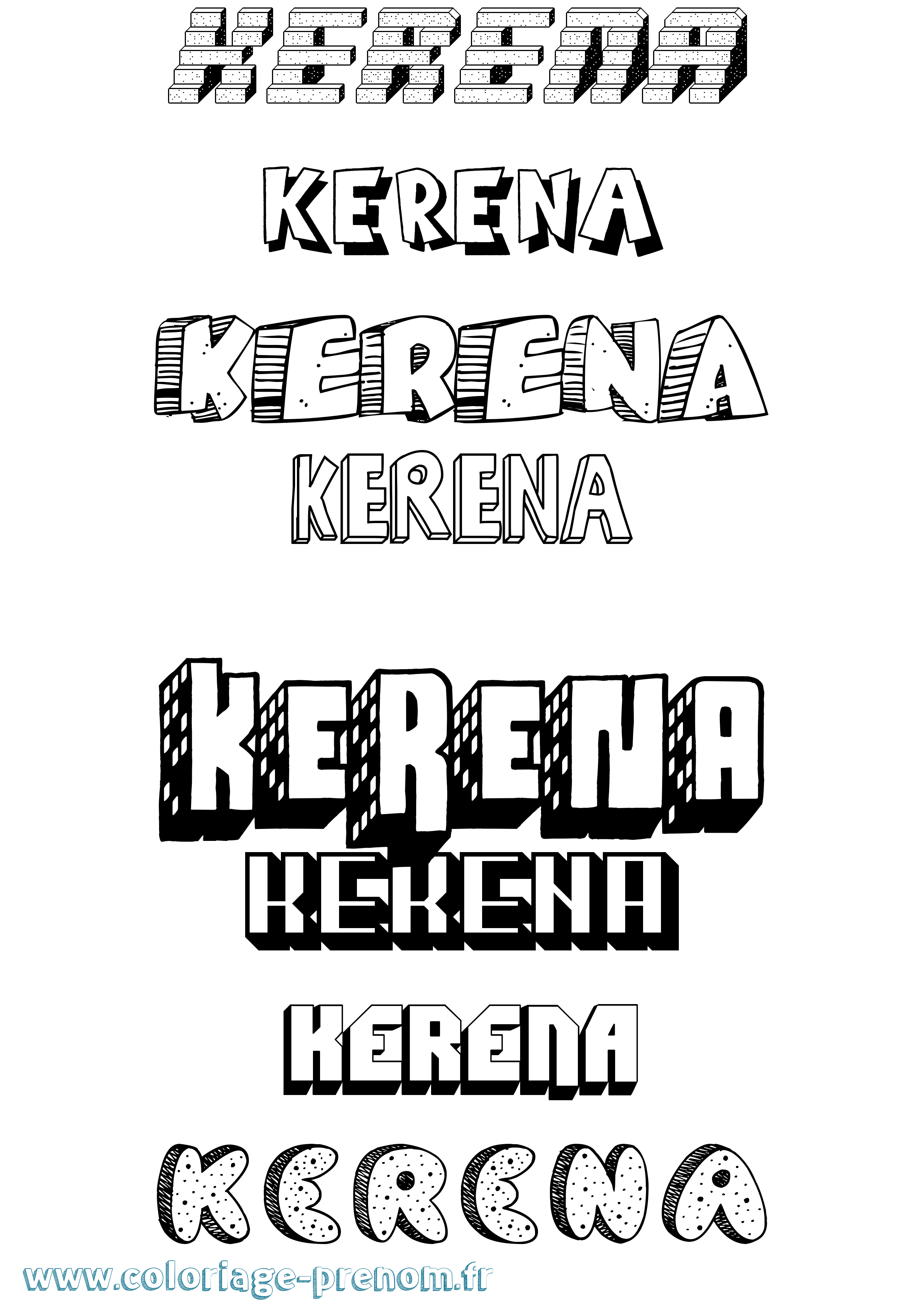 Coloriage prénom Kerena Effet 3D