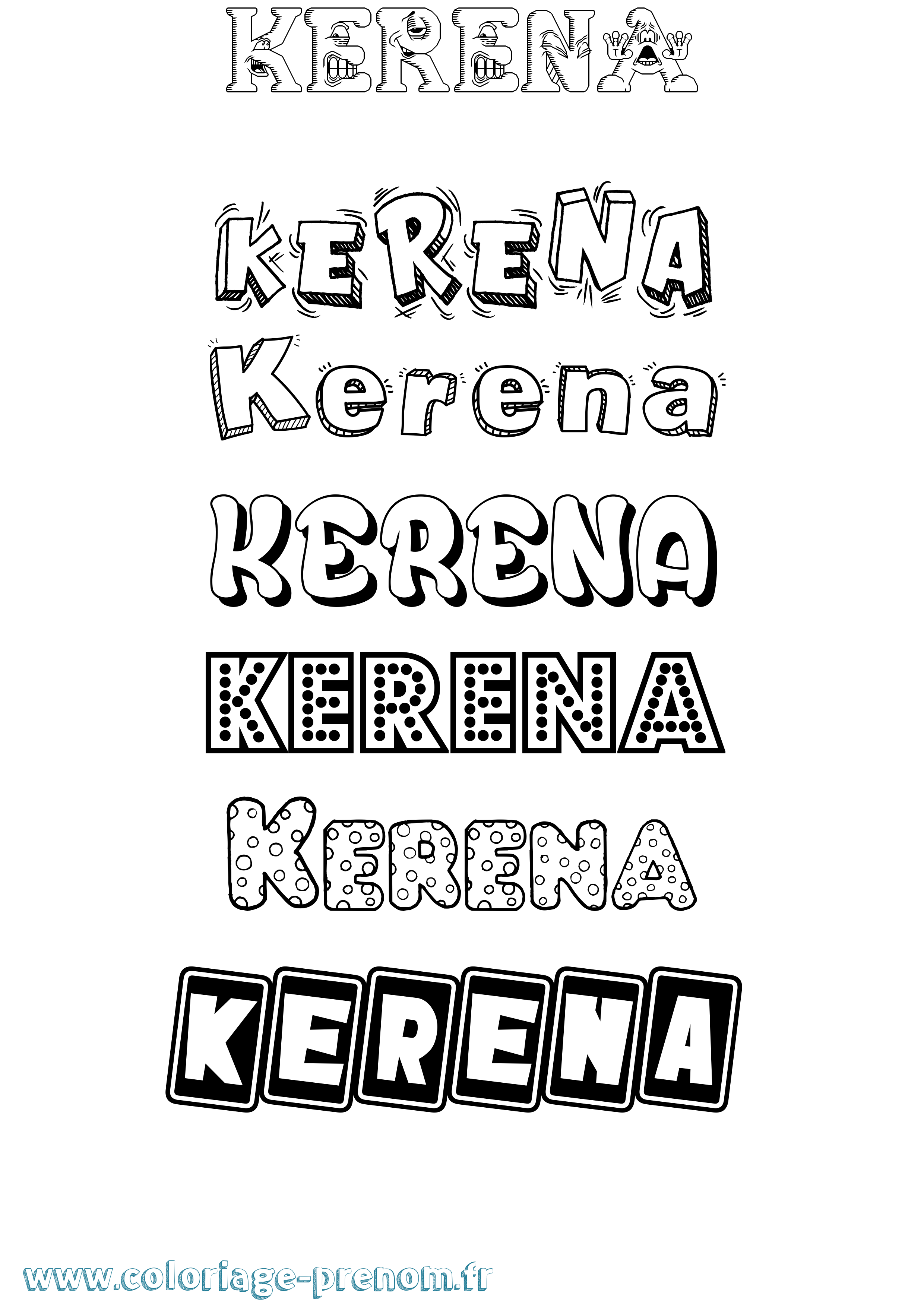 Coloriage prénom Kerena Fun