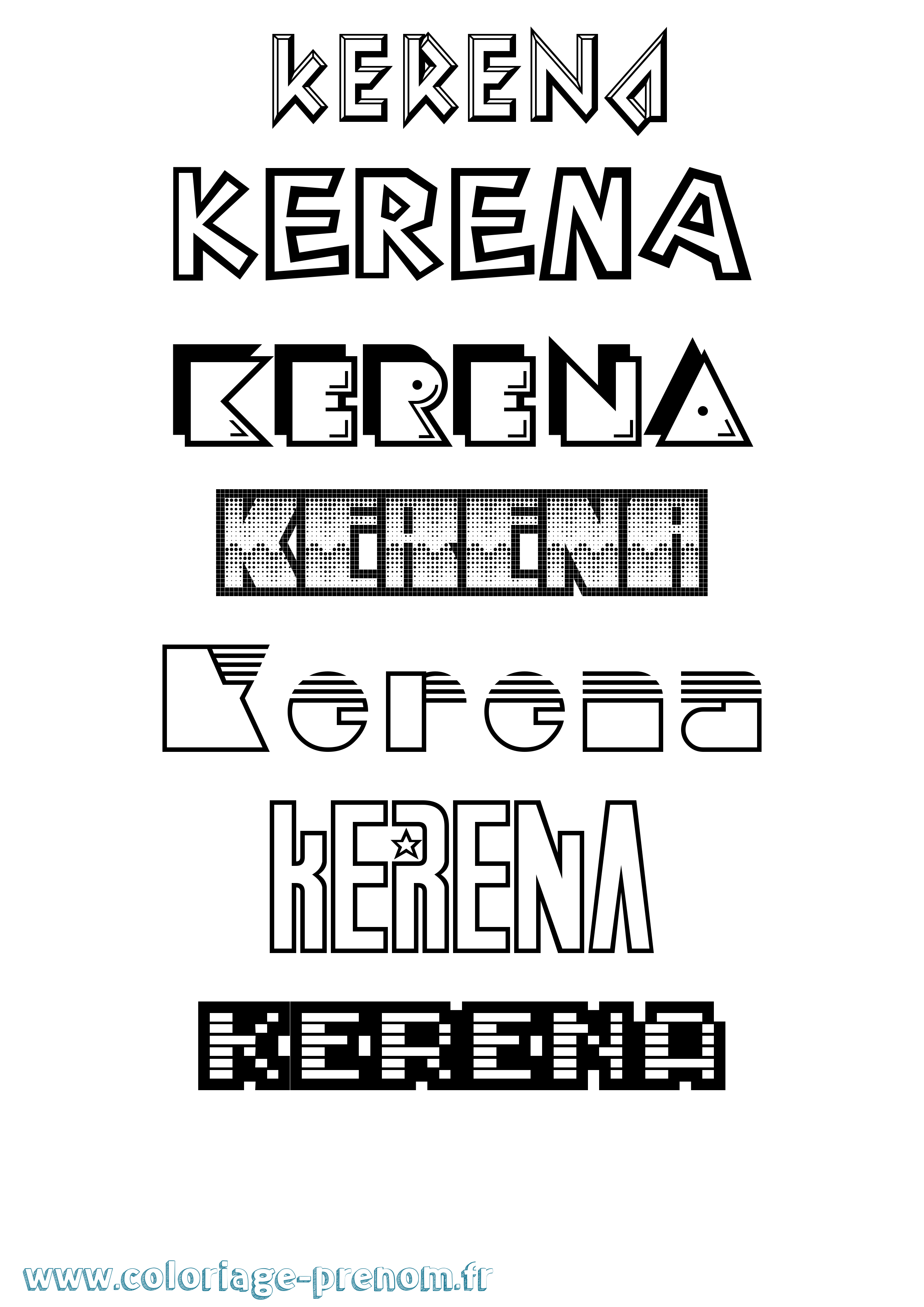 Coloriage prénom Kerena Jeux Vidéos