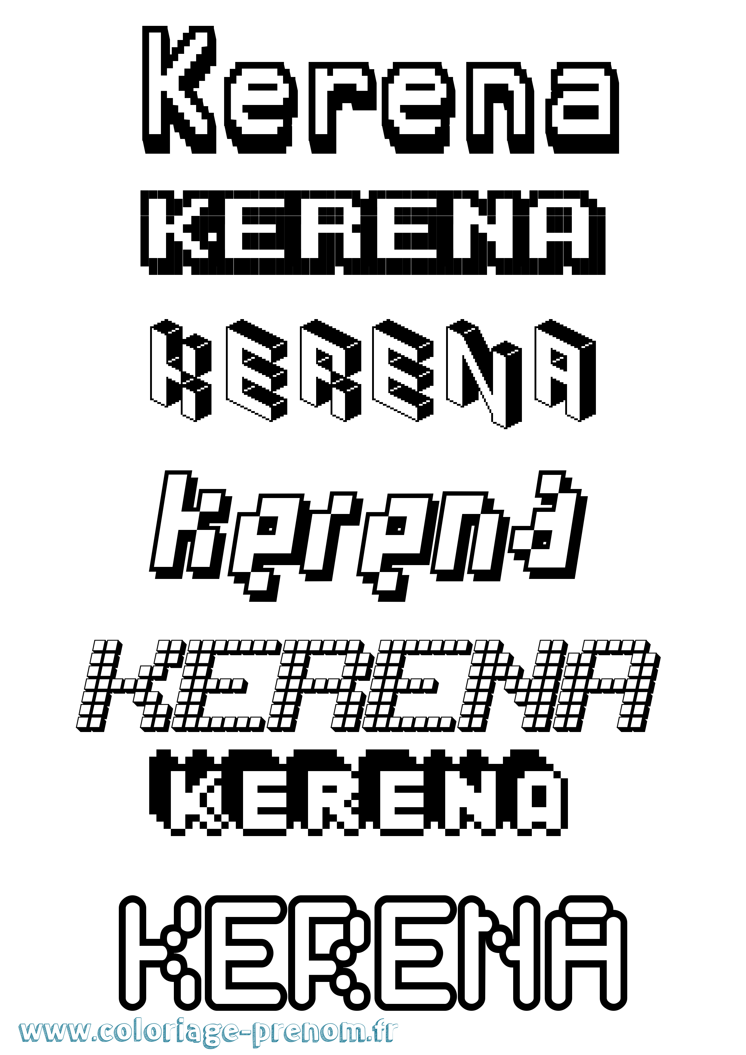 Coloriage prénom Kerena Pixel