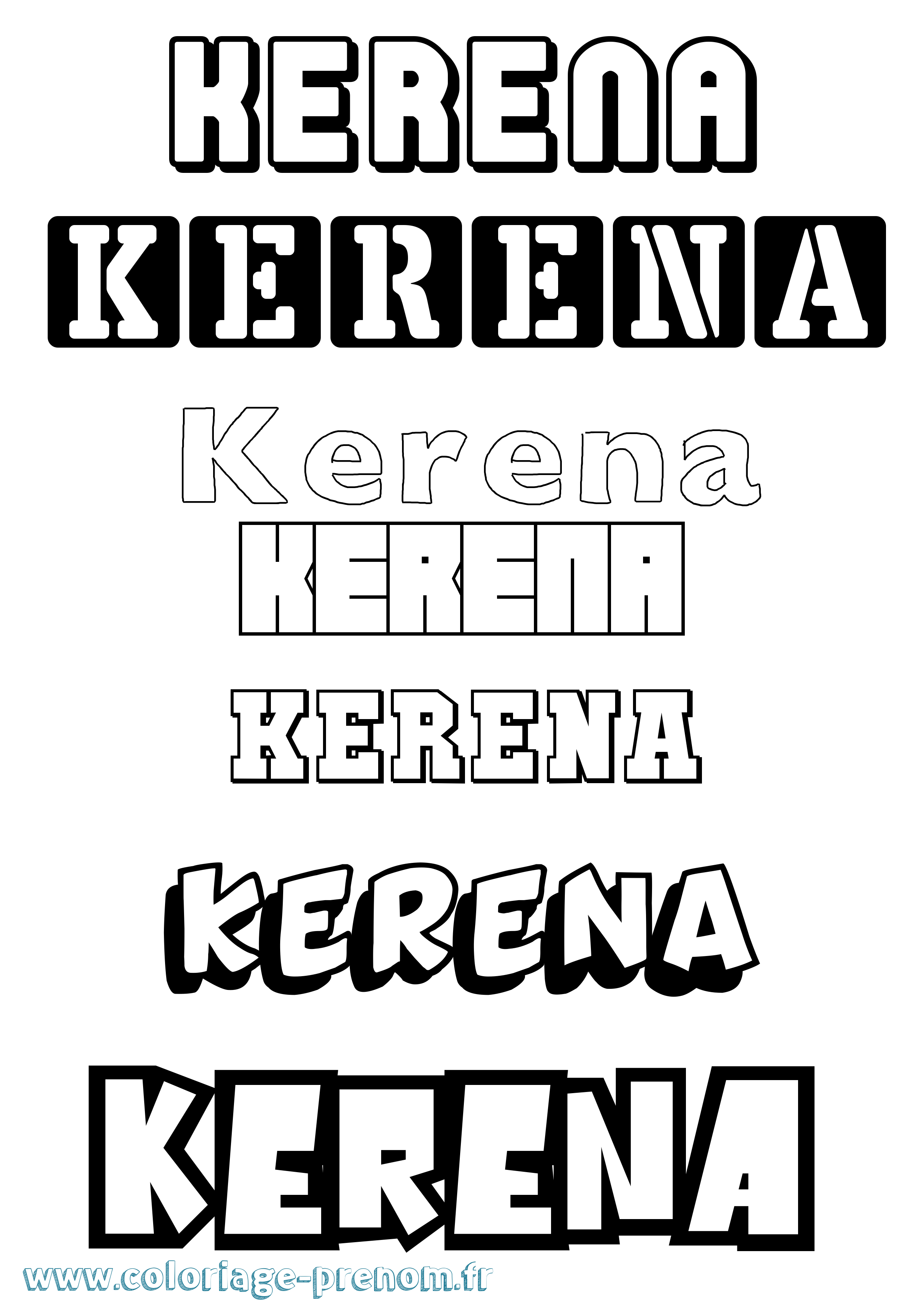 Coloriage prénom Kerena Simple