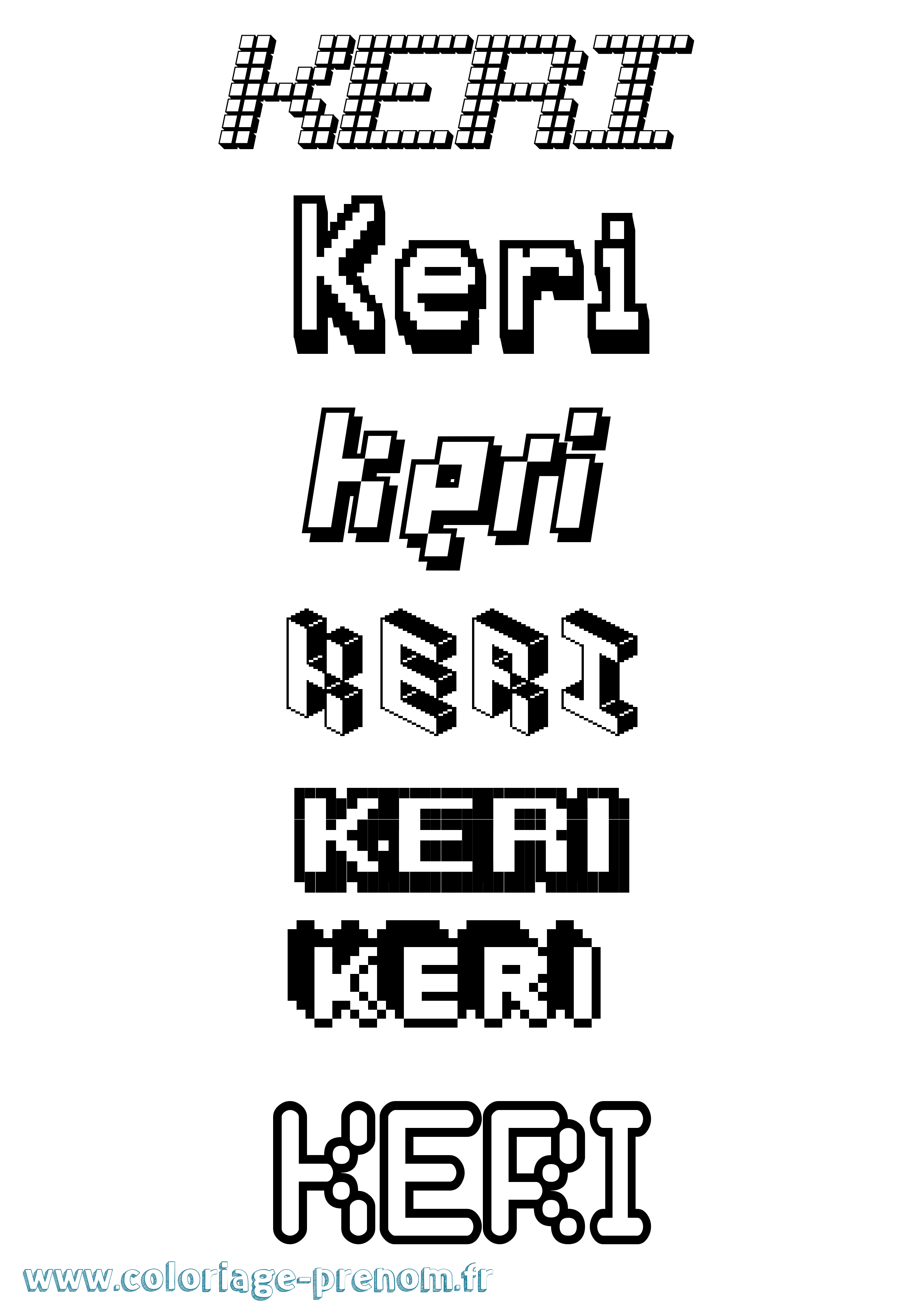 Coloriage prénom Keri Pixel