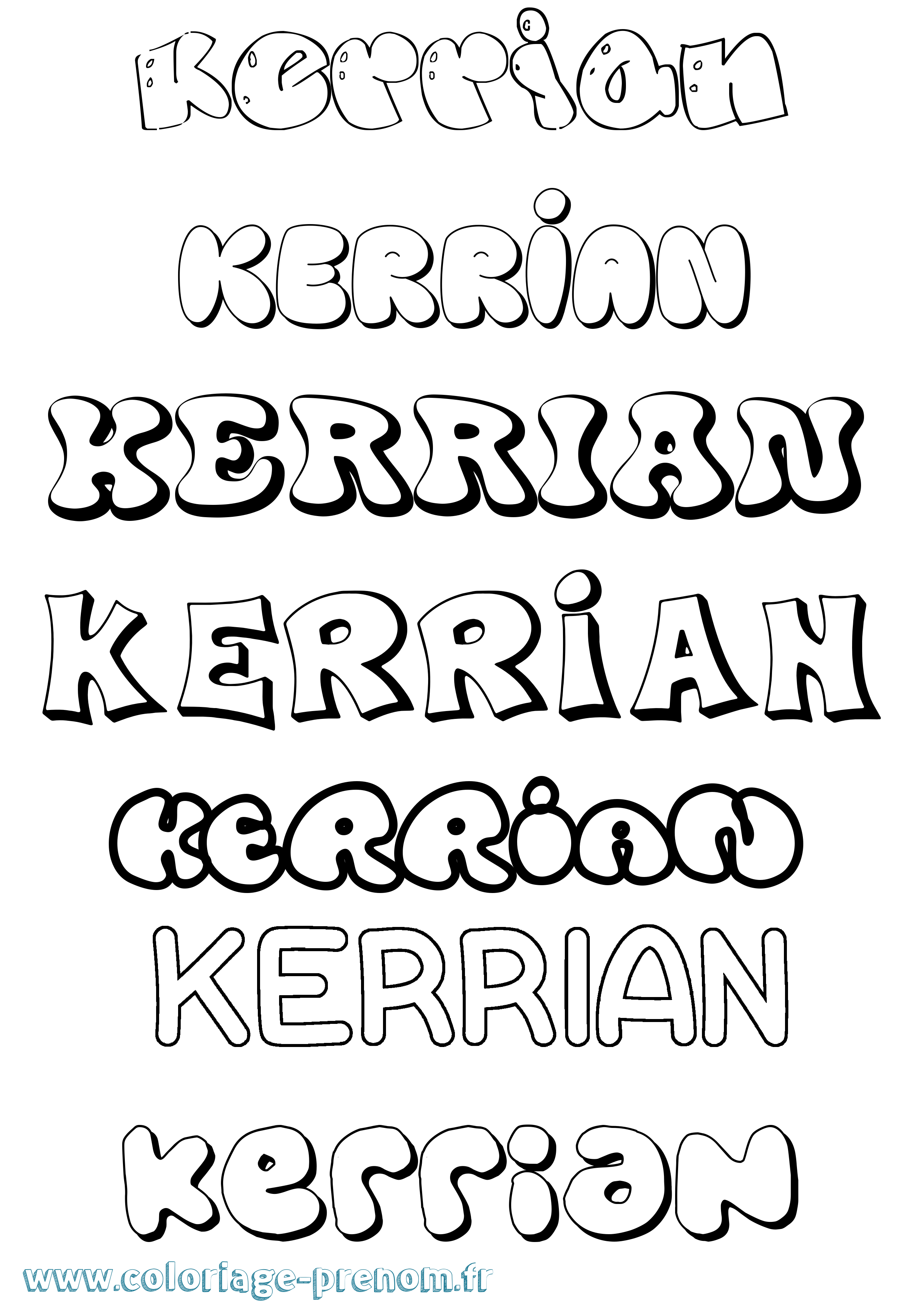 Coloriage Kerrian Bubble Coloriage prénom Kerrian Bubble