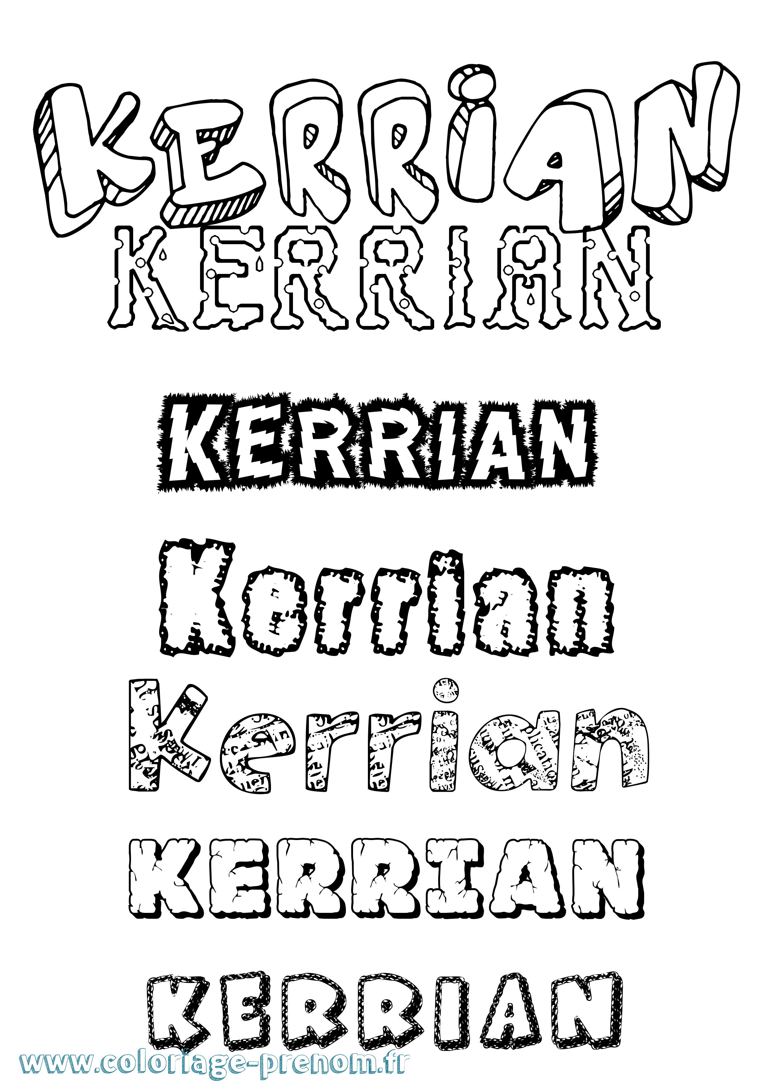 Coloriage Kerrian Destructuré Coloriage prénom Kerrian Destructuré