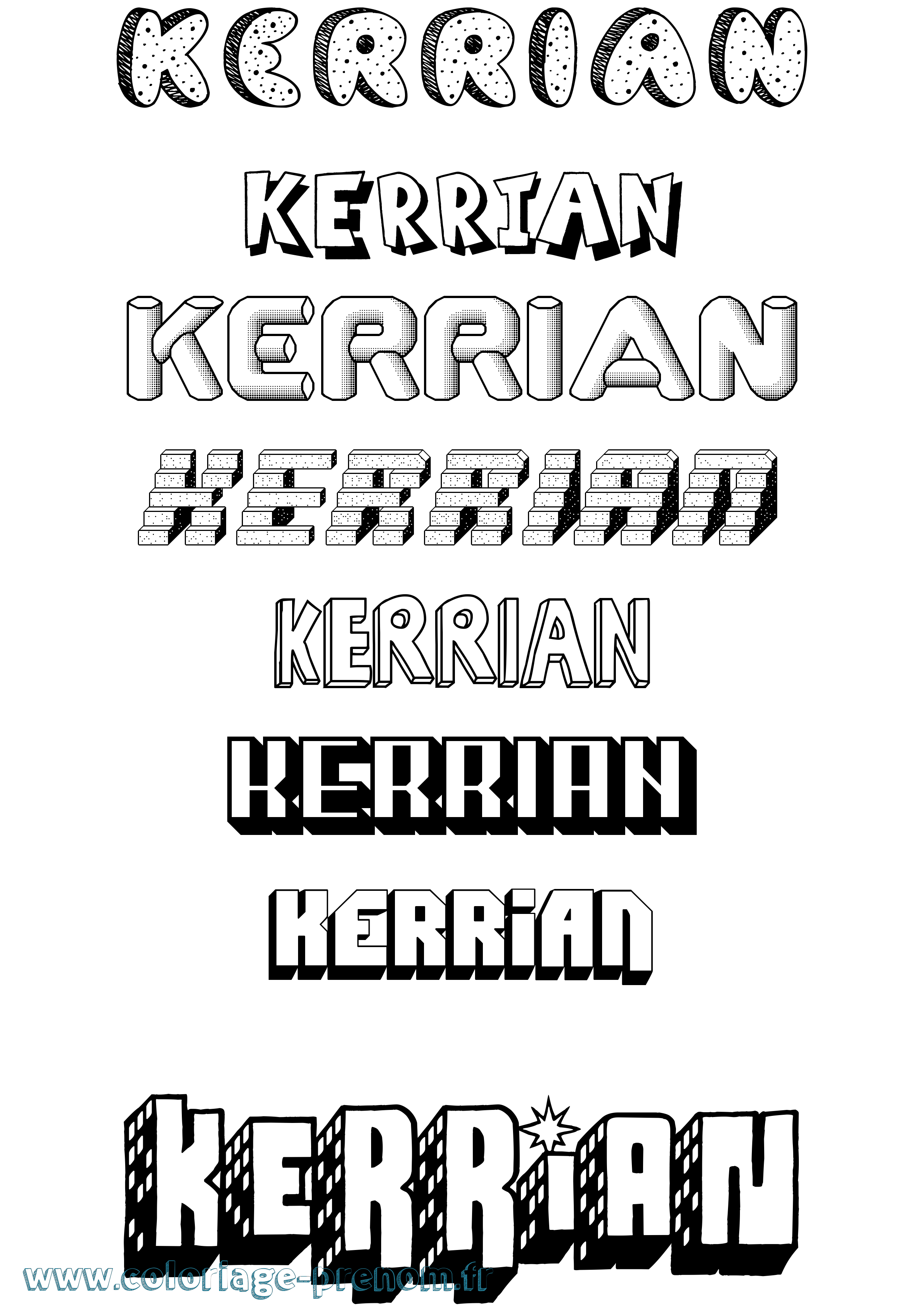 Coloriage Kerrian Effet 3D Coloriage prénom Kerrian Effet 3D