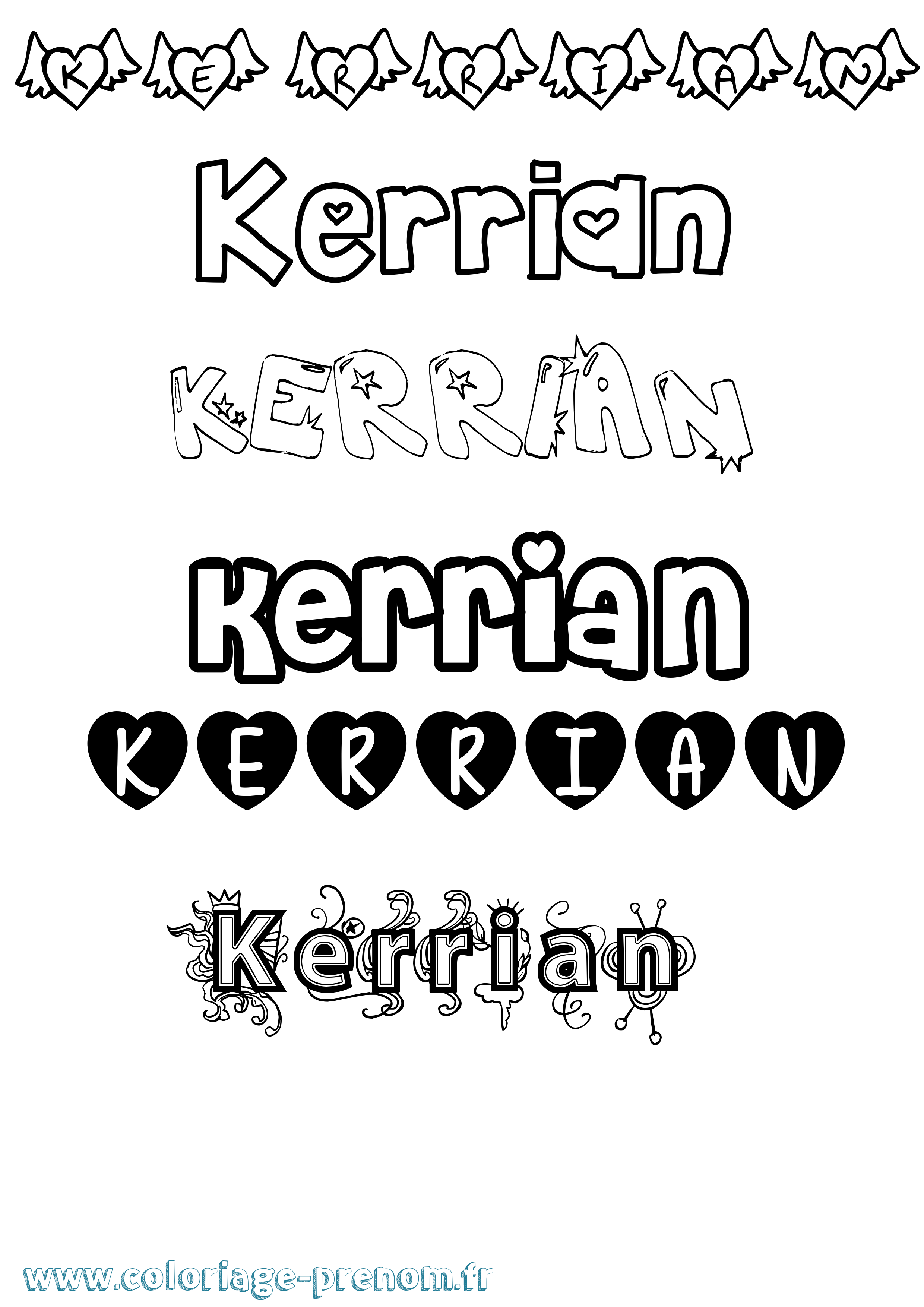 Coloriage Kerrian Girly Coloriage prénom Kerrian Girly