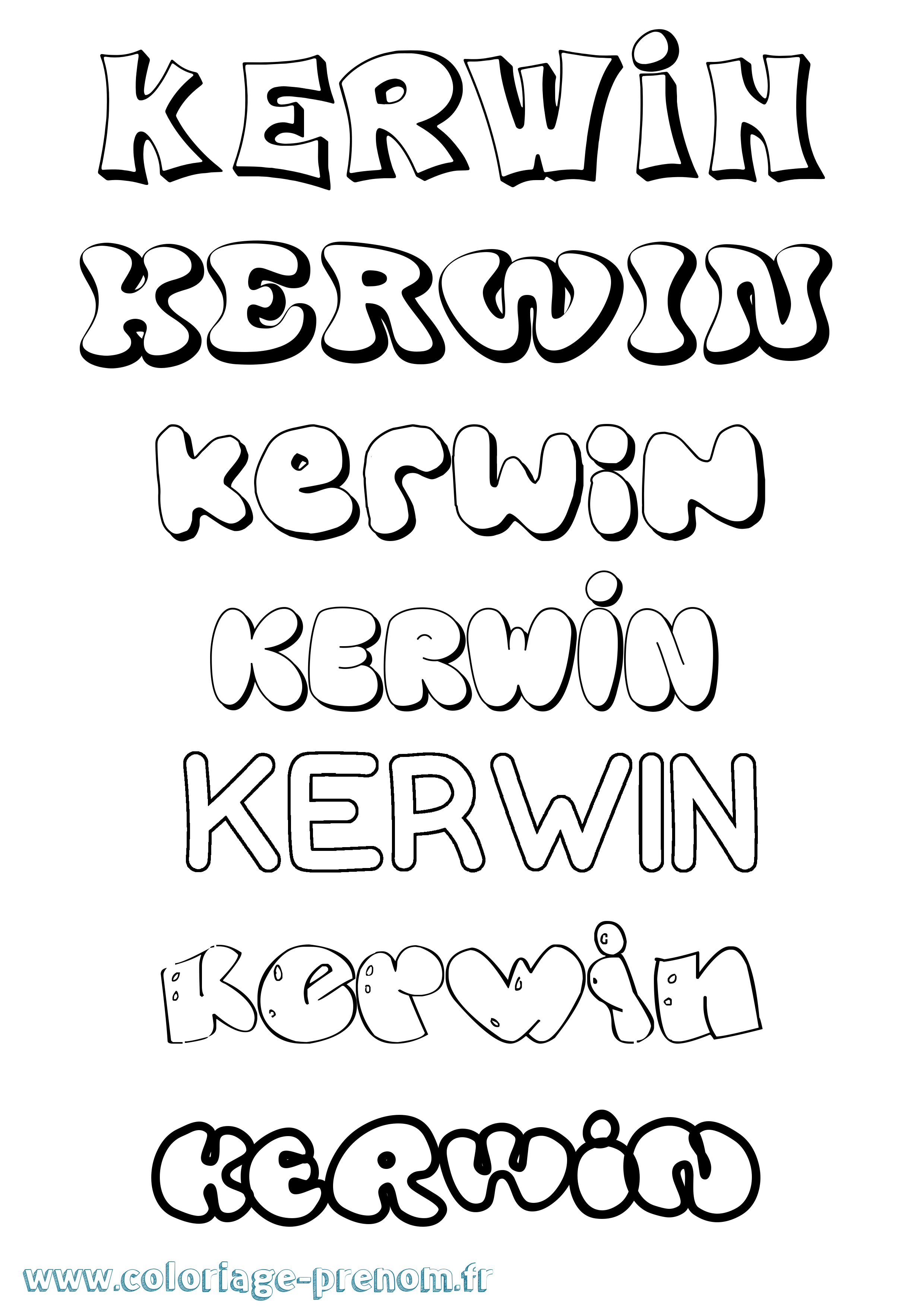 Coloriage prénom Kerwin Bubble
