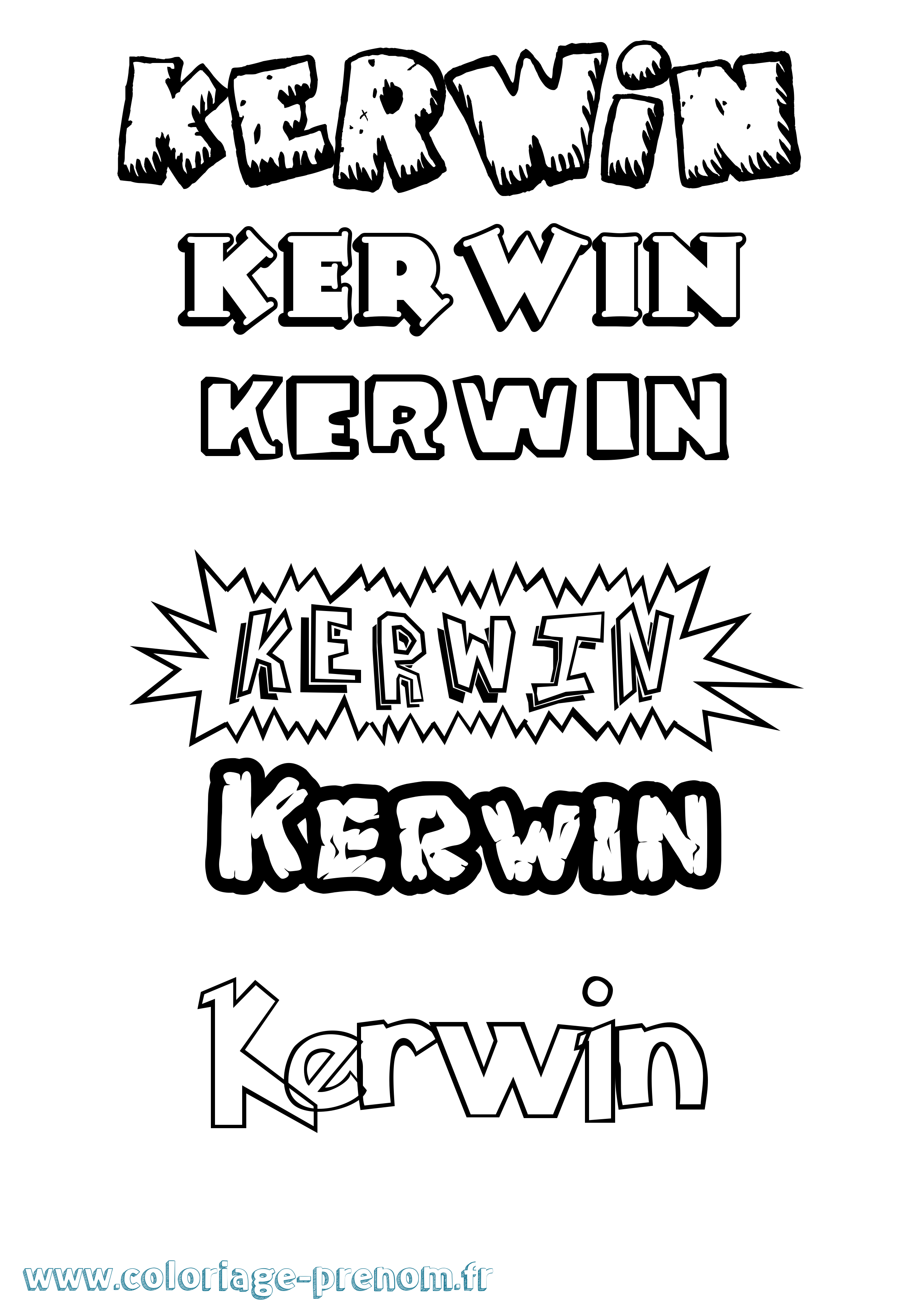 Coloriage prénom Kerwin Dessin Animé