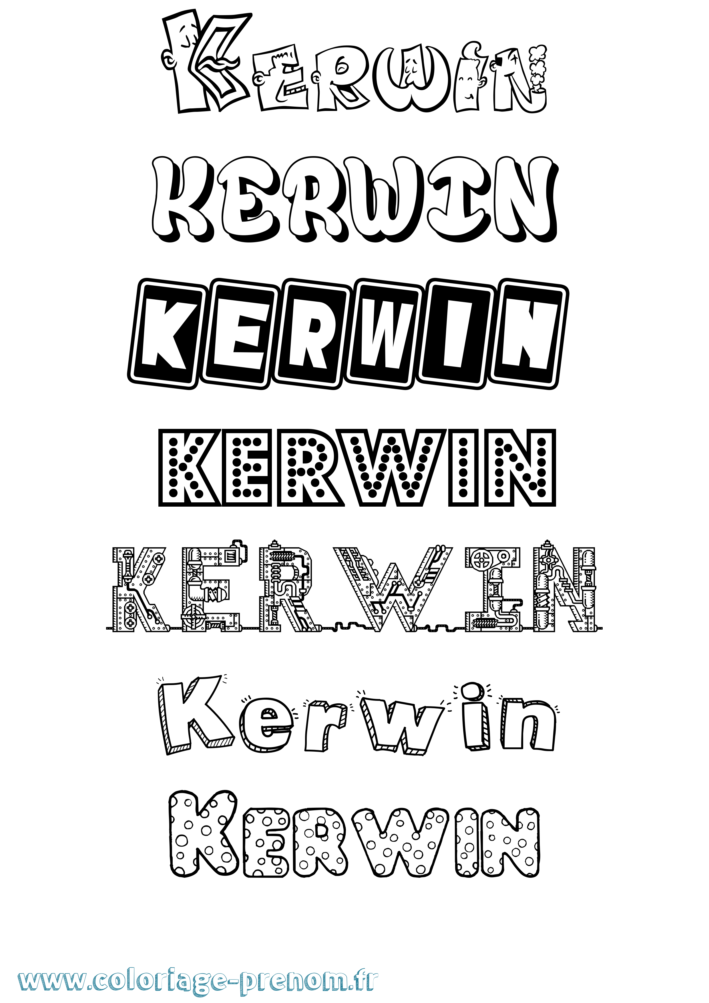 Coloriage prénom Kerwin Fun